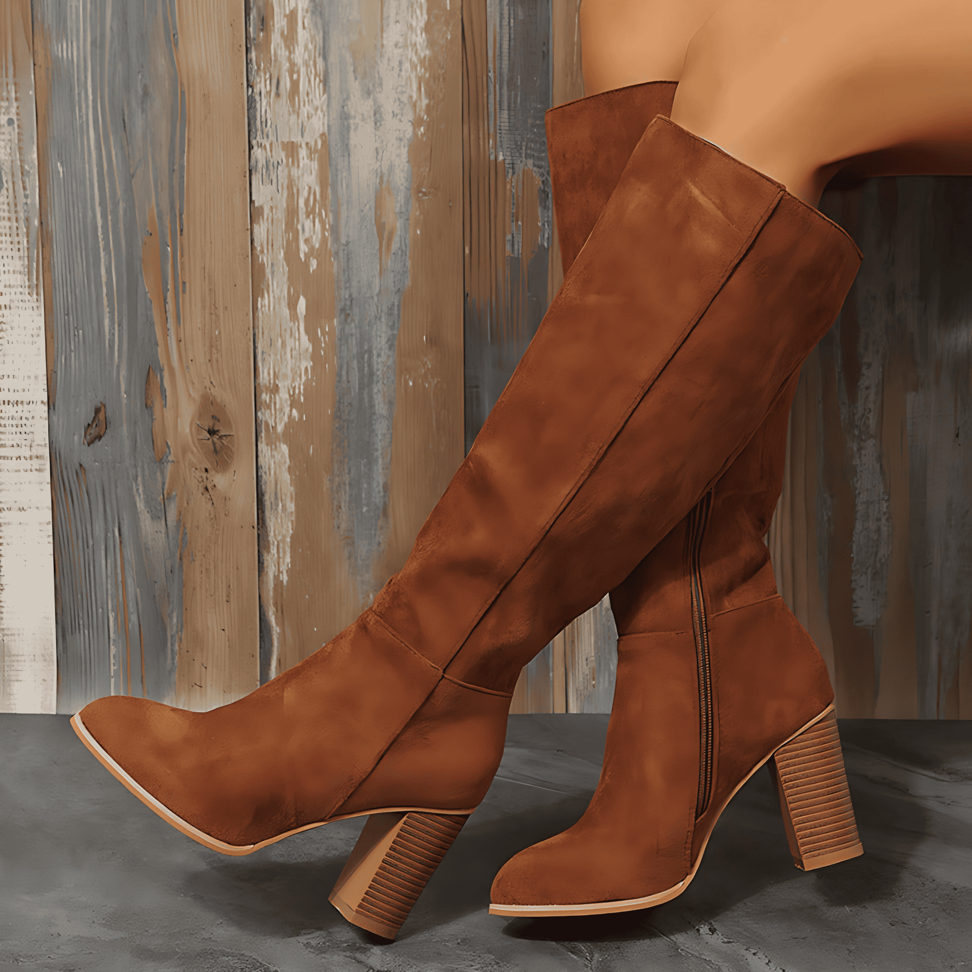 Studio Harvyn | Women - Below Knee Block Heel Non-Slip Boots