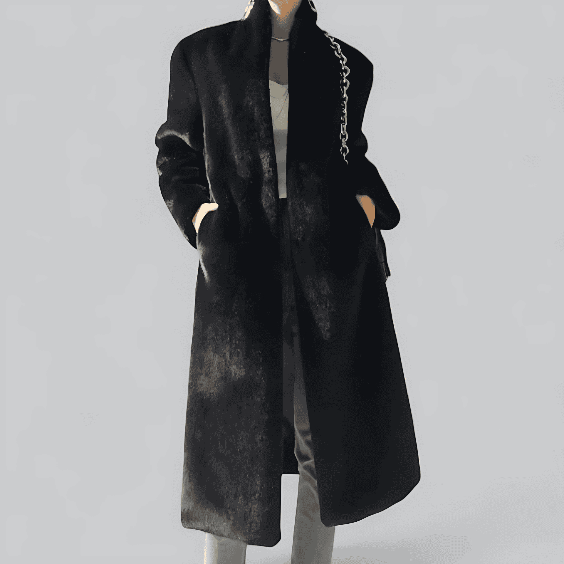 Studio Harvyn | Women - Black Slim Fit Long Trench Coat - Classic Style