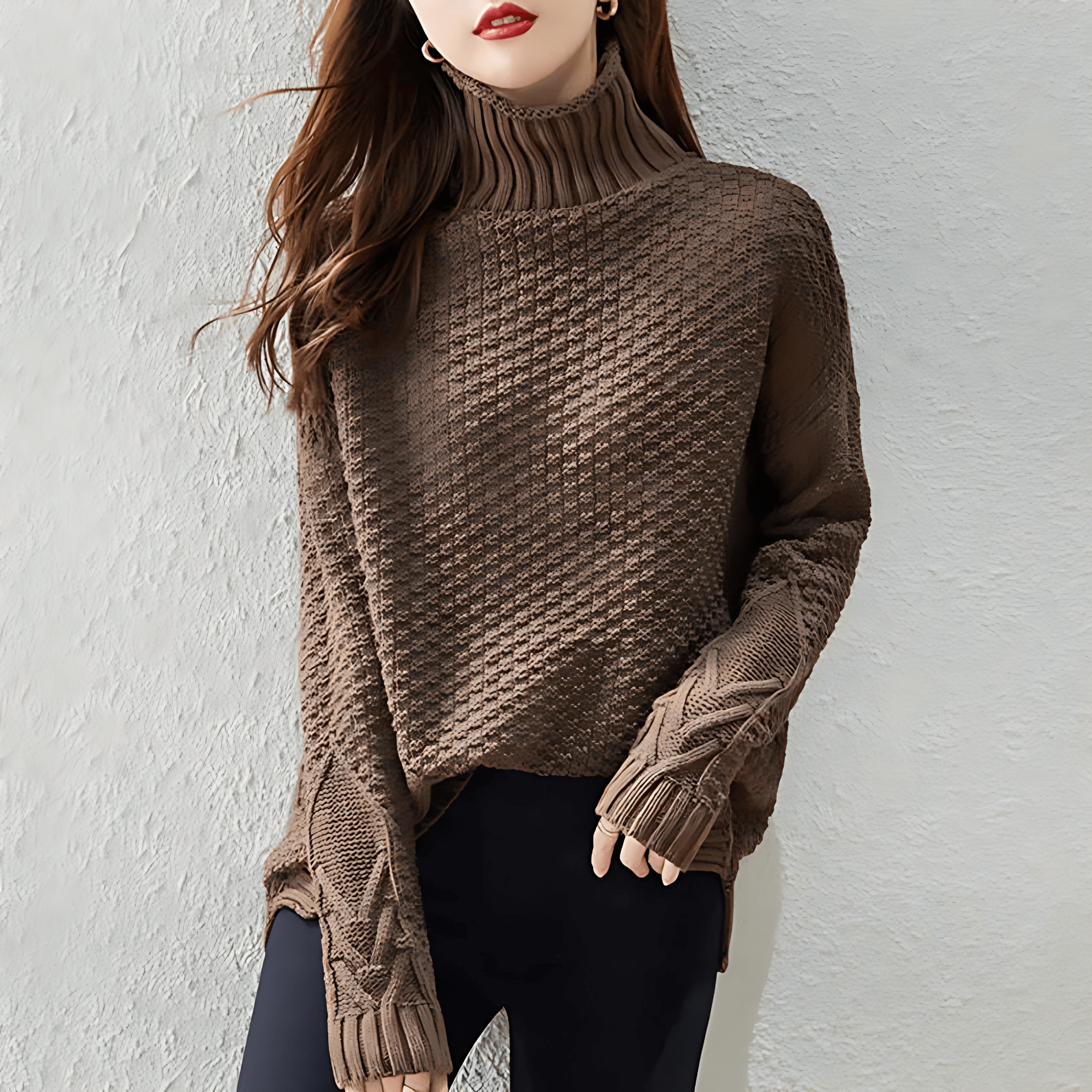 Studio Harvyn | Women - Cable Knit Jumper - Turtleneck Style