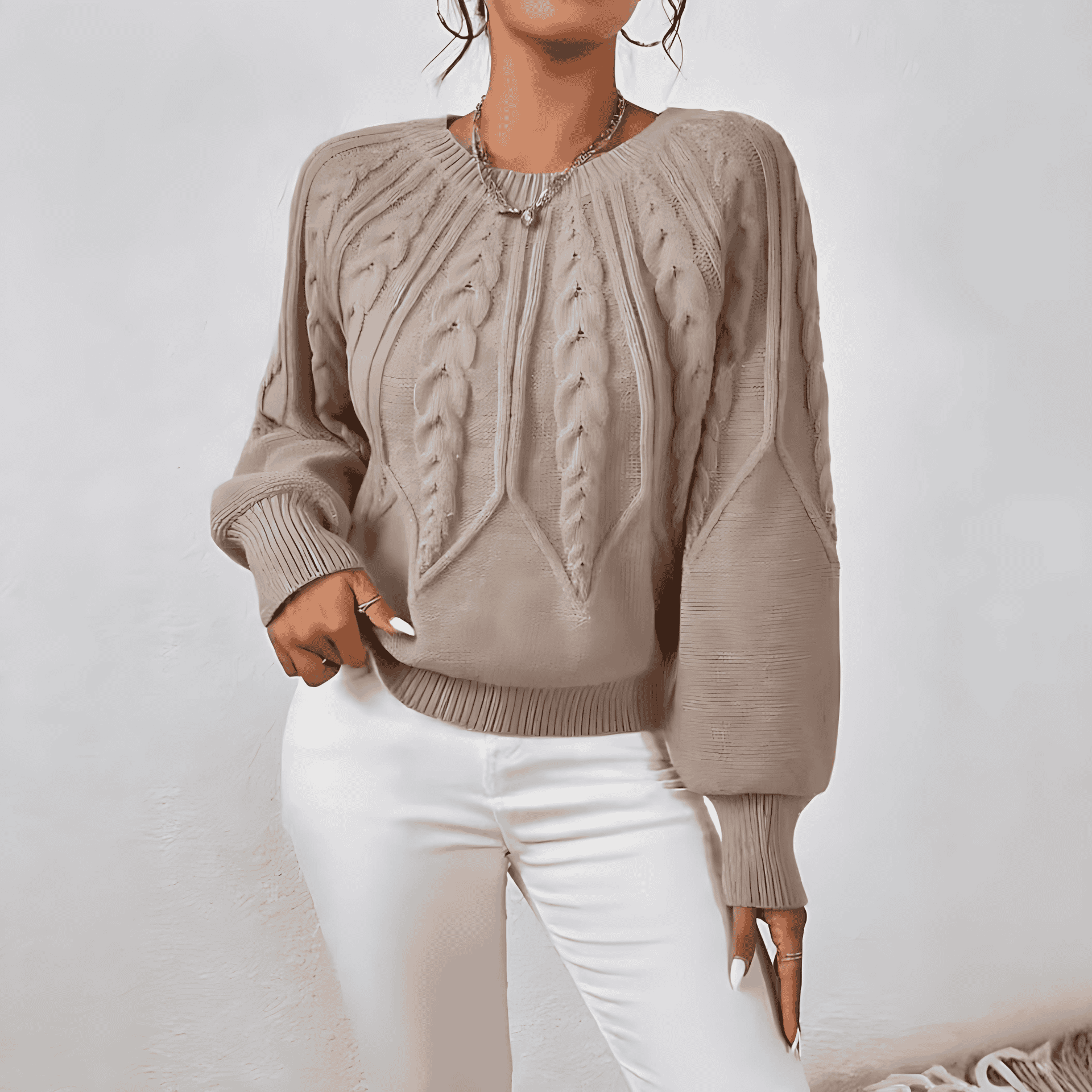 Studio Harvyn | Women - Cable Pattern Knitted Jumper - Wide Cut