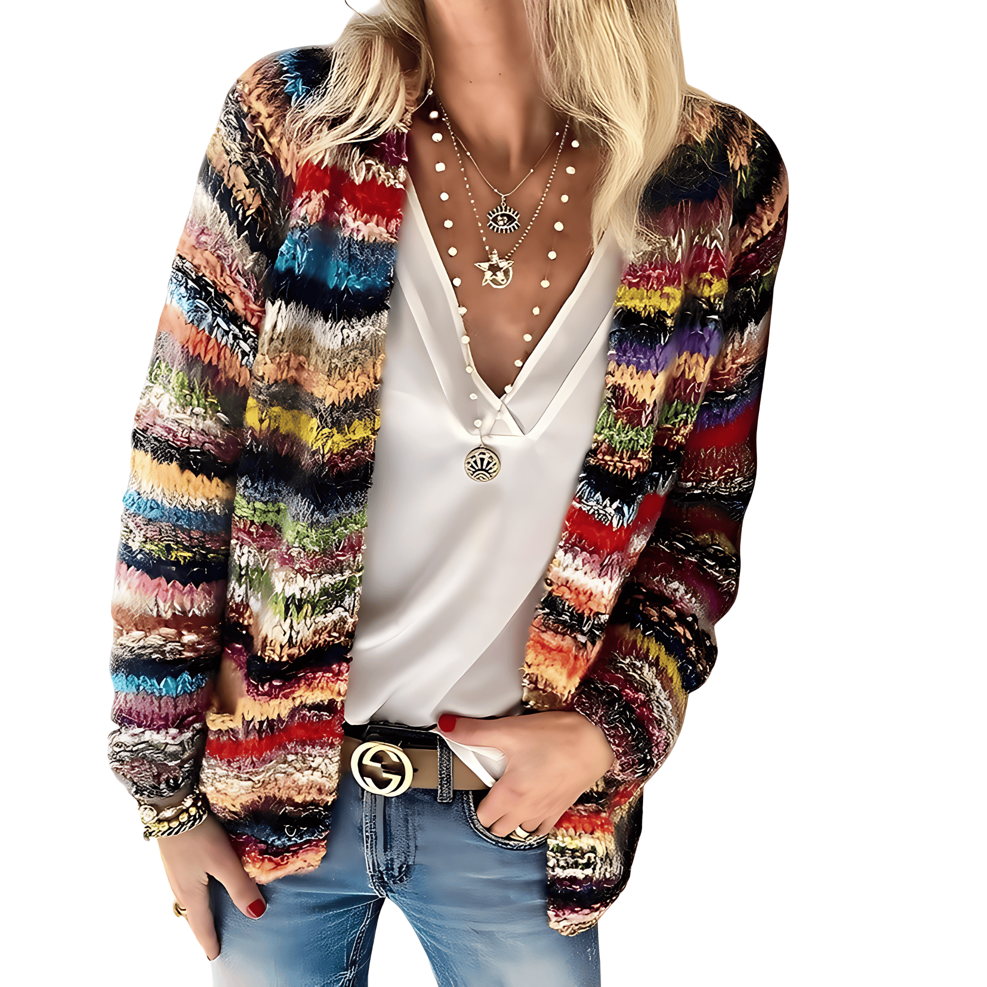 Studio Harvyn | Women - Casual Multicoloured Cardigan - Cosy Knit
