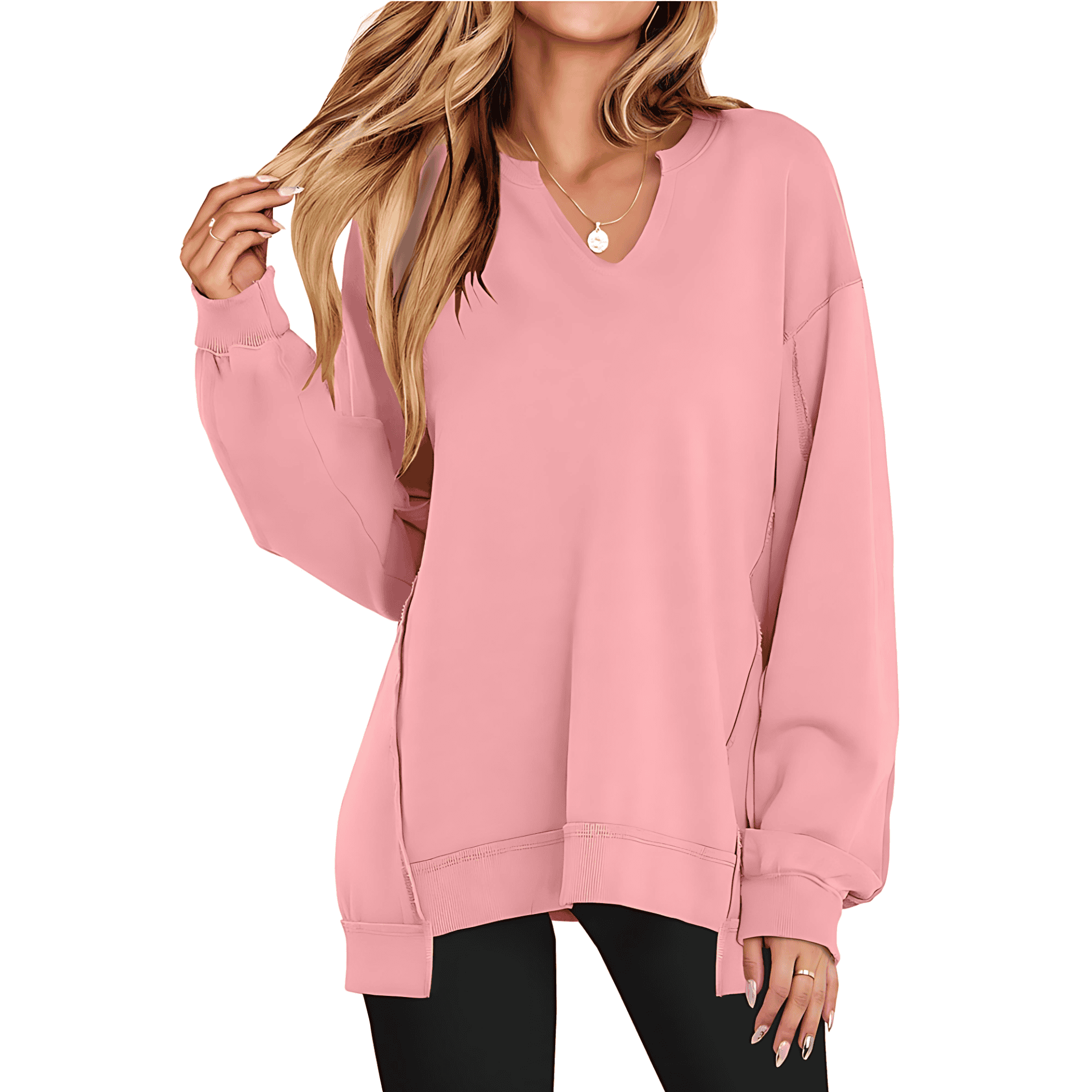 Studio Harvyn | Women - Casual V-Neck Pullover with Oversized Sleeves