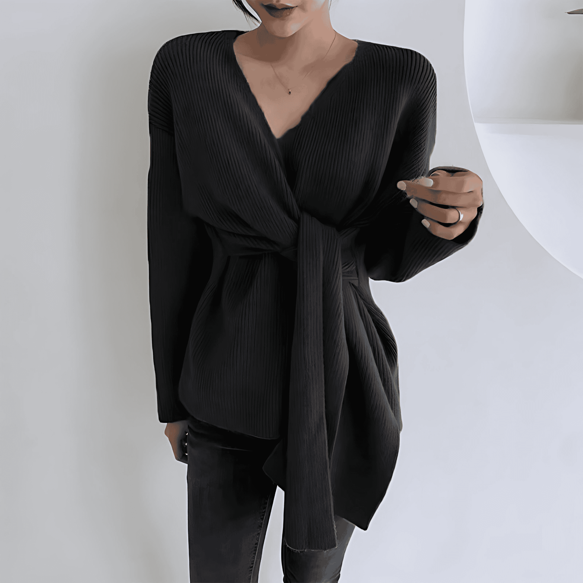 Studio Harvyn | Women - Casual Wrap Jumper - Trendy Tie Ribbons