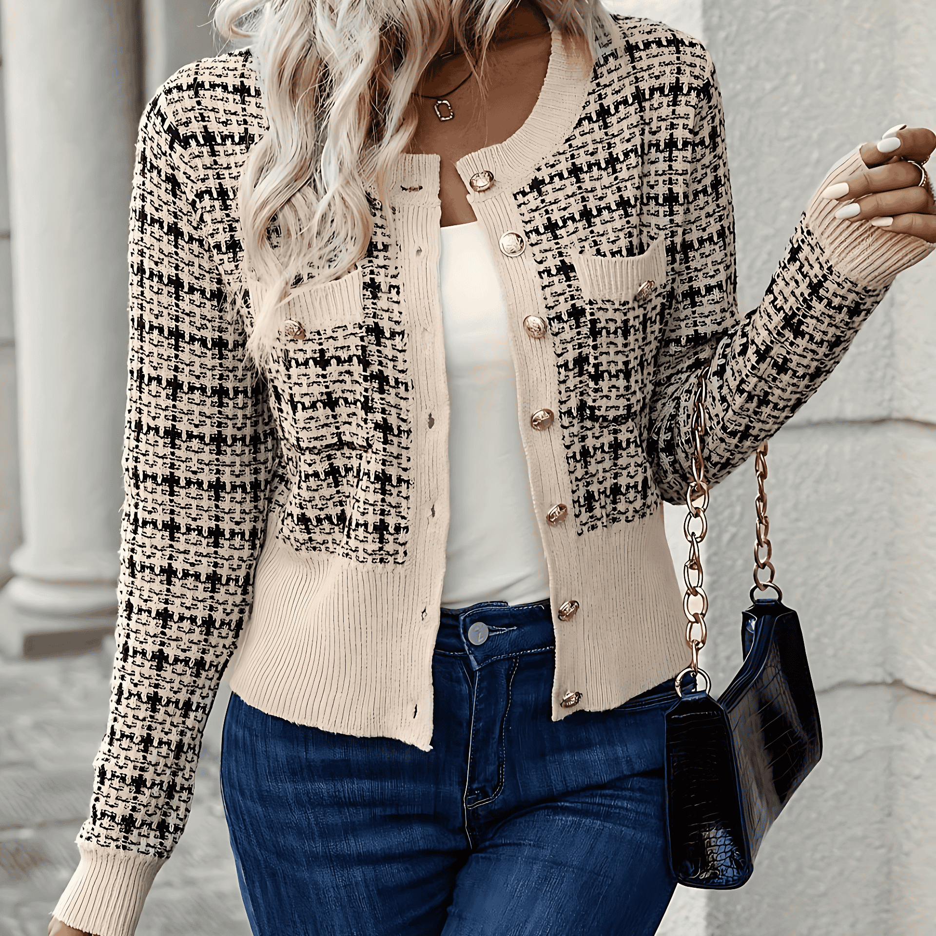 Studio Harvyn | Women - Checked Cardigan - Button Closure