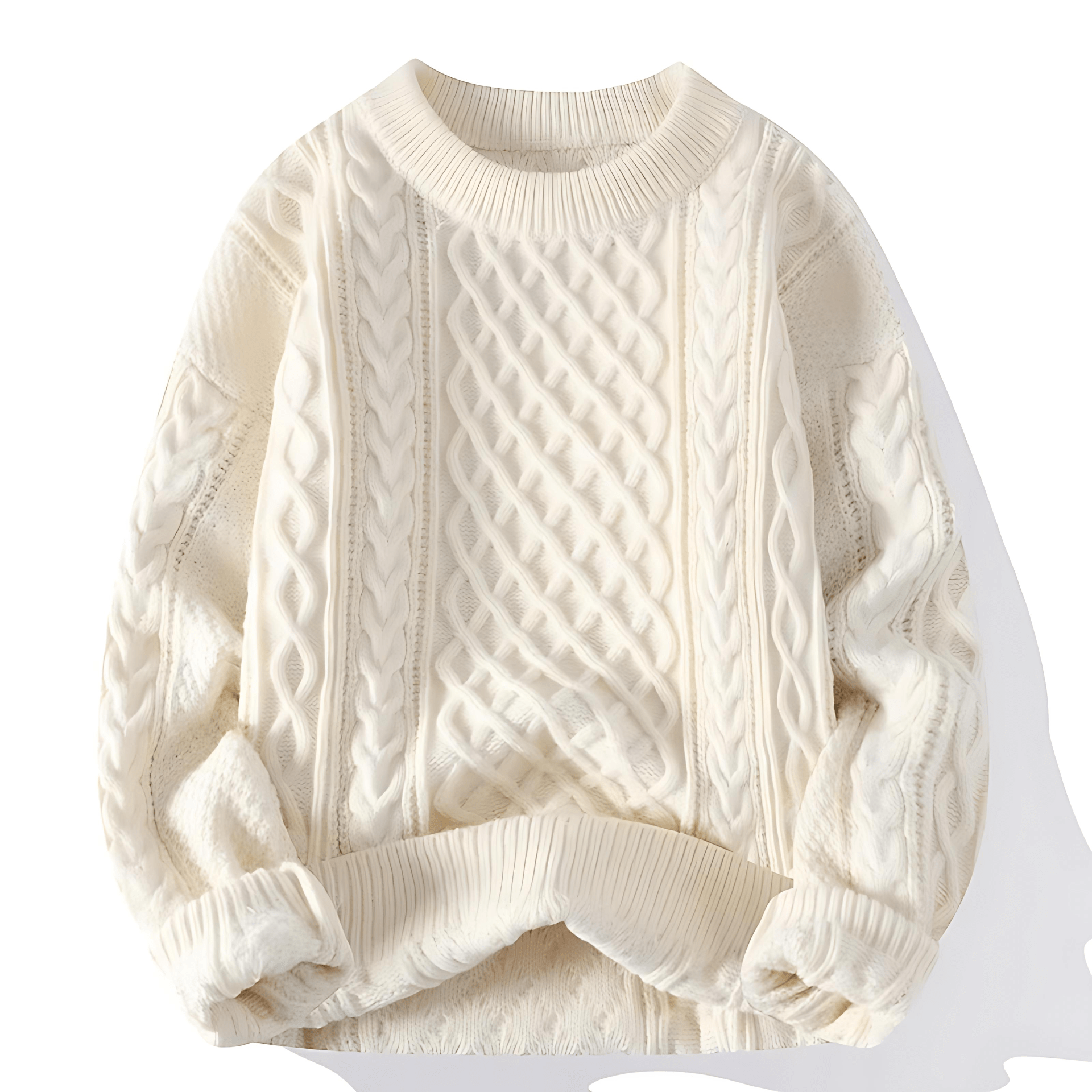 Studio Harvyn | Women - Chunky Cable Knit Sweater – Crew Neck