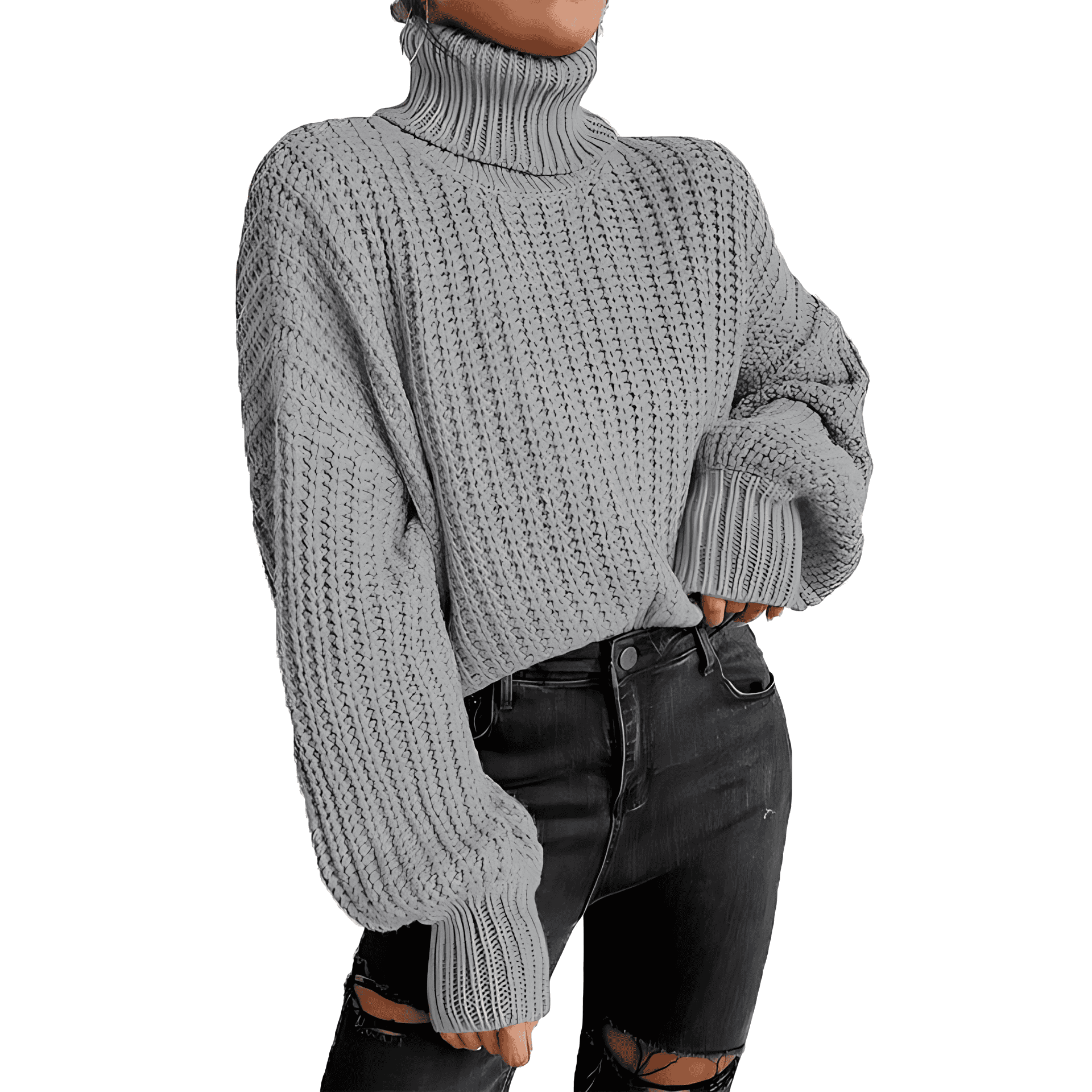 Studio Harvyn | Women - Chunky High Collar Knit Jumper - Casual Style