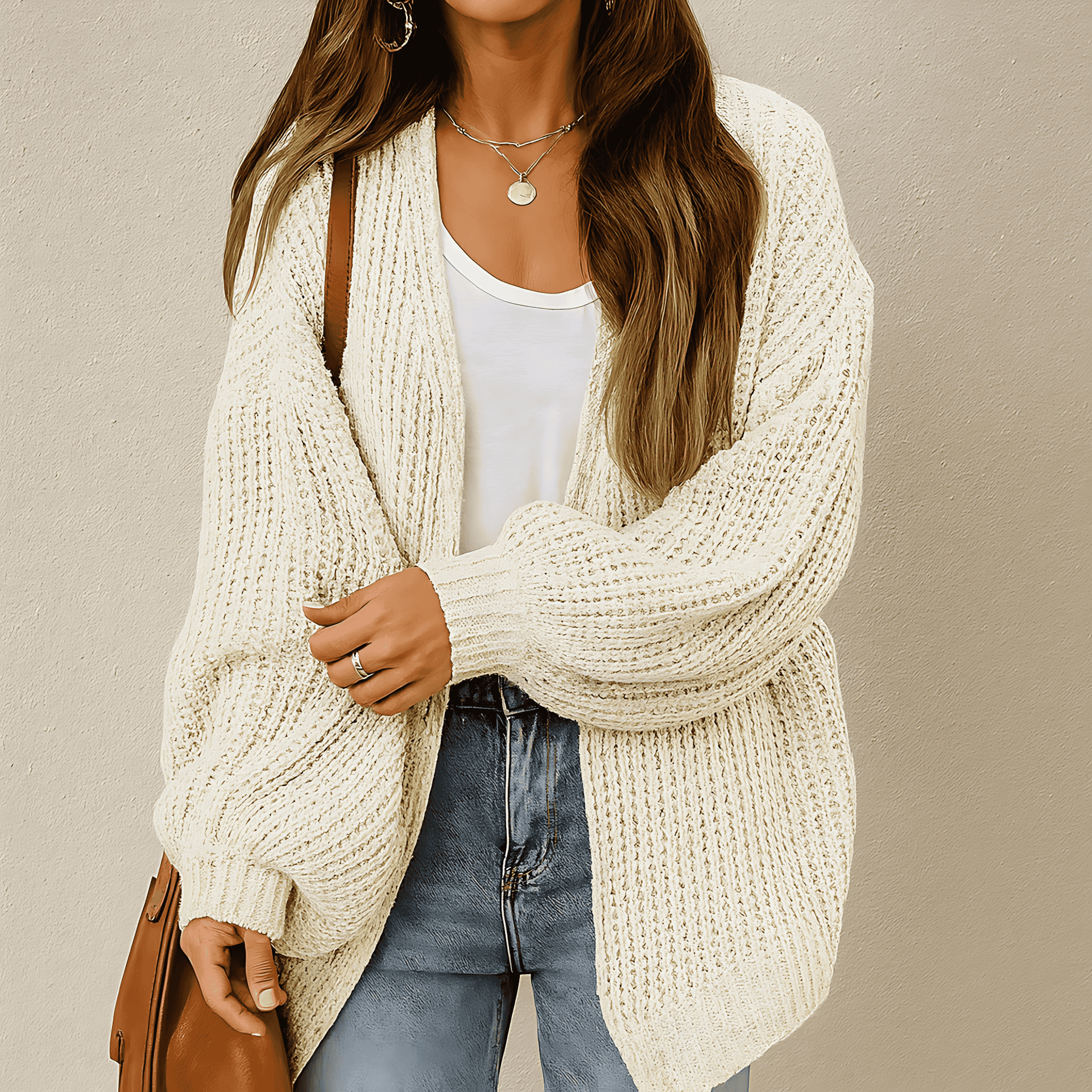 Studio Harvyn | Women - Chunky Knit Cardigan with Dropped Shoulders