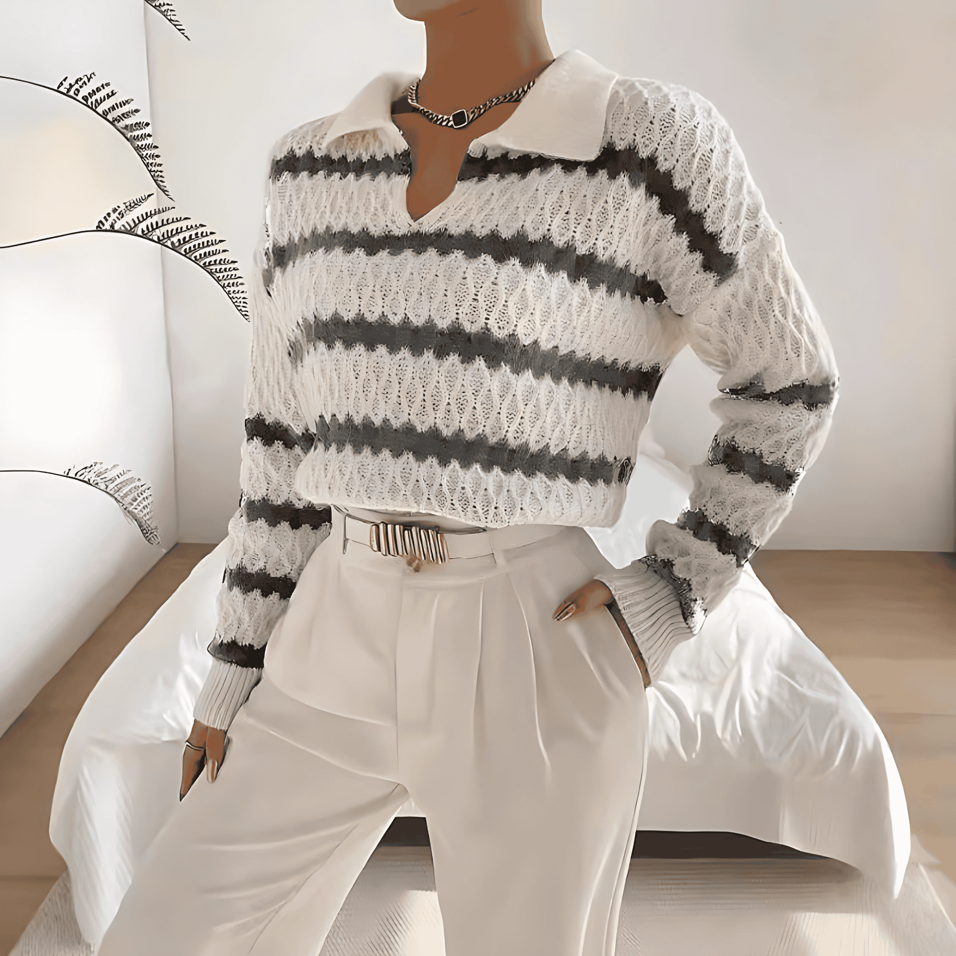 Studio Harvyn | Women - Chunky Knit Jumper - Striped Polo
