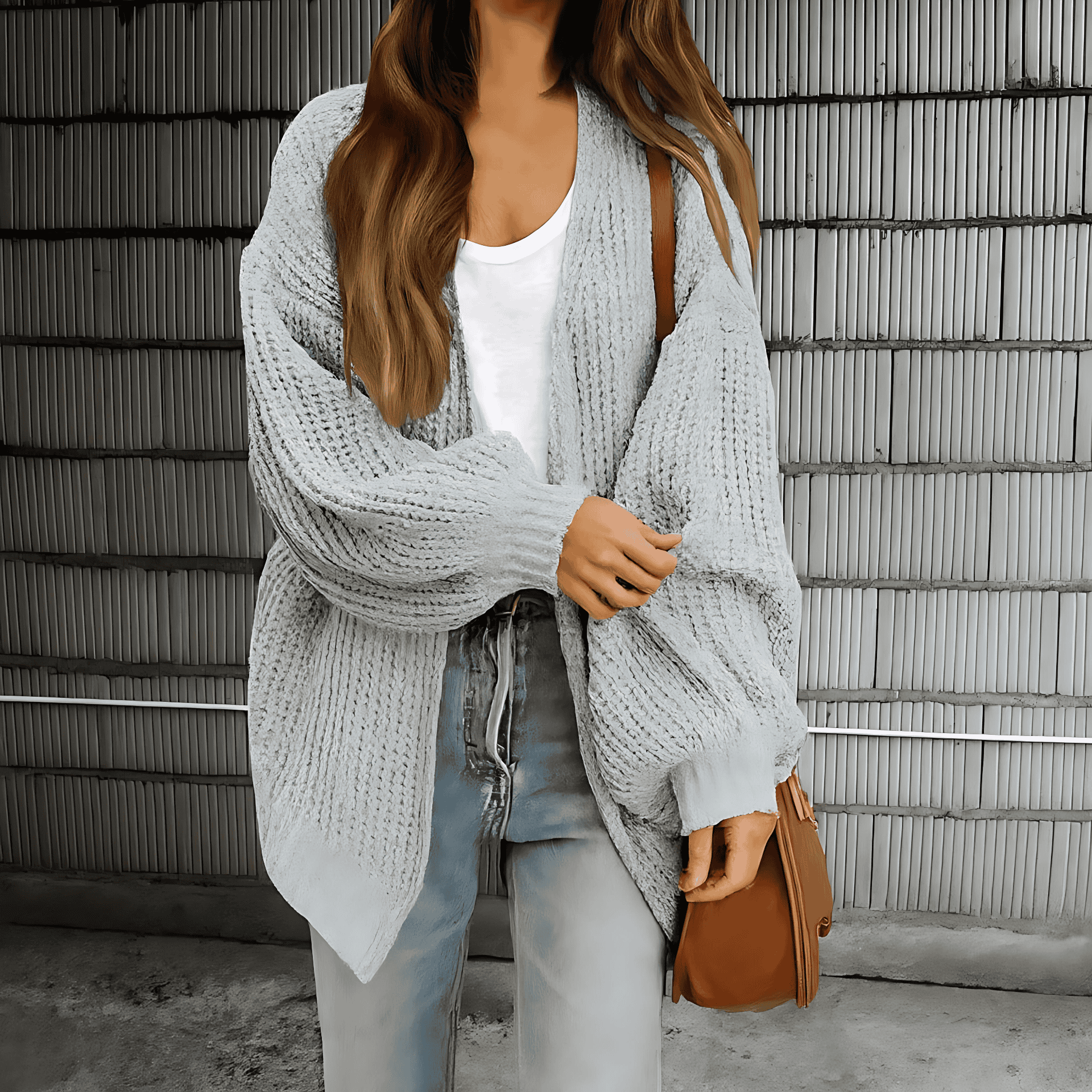 Studio Harvyn | Women - Chunky Knit Open Front Cardigan - Oversized Style