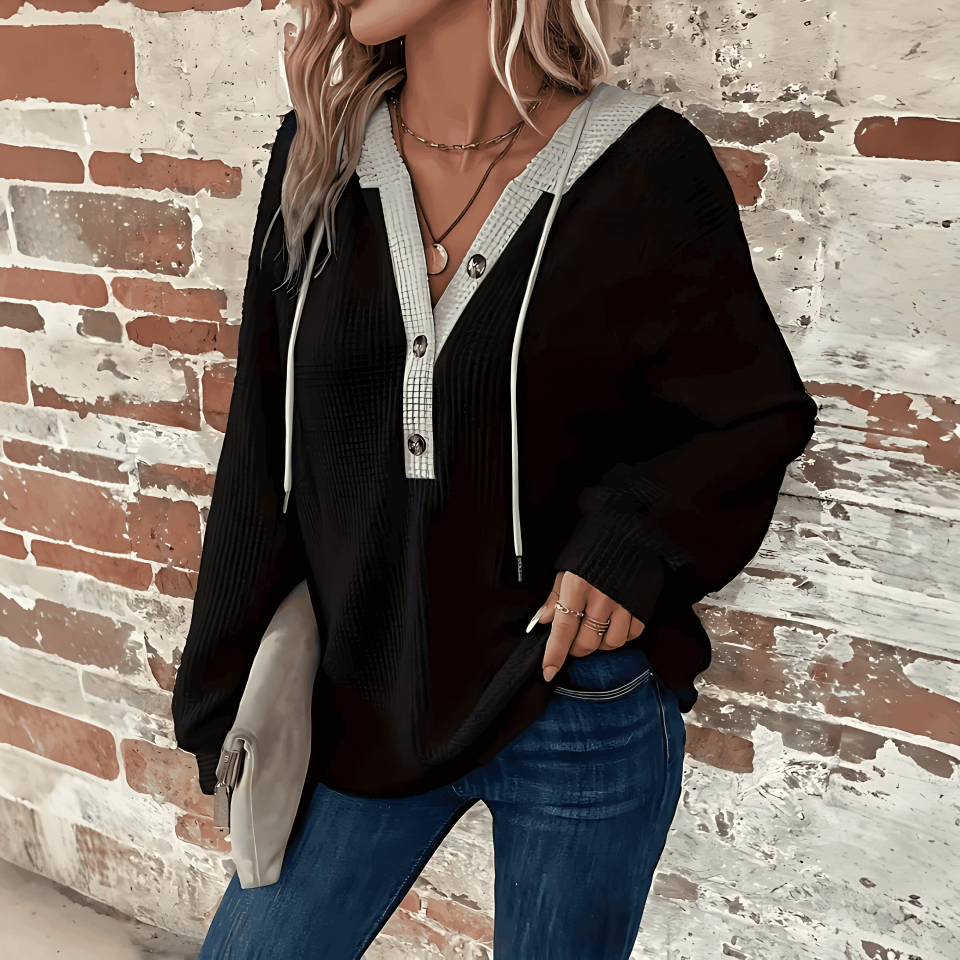 Studio Harvyn | Women - Cosy Hoodie Sweatshirt - Contrasting Hood