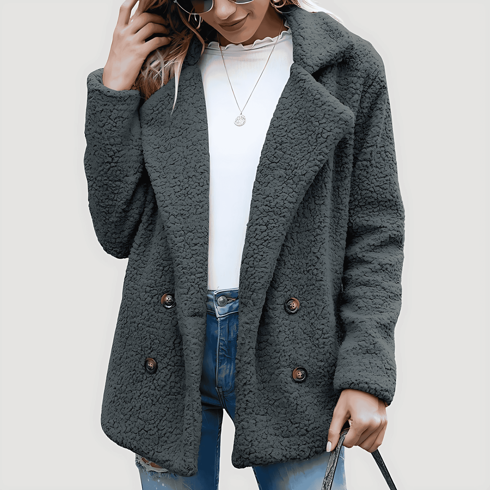 Studio Harvyn | Women - Double Breasted Fleece Jacket - Winter Style