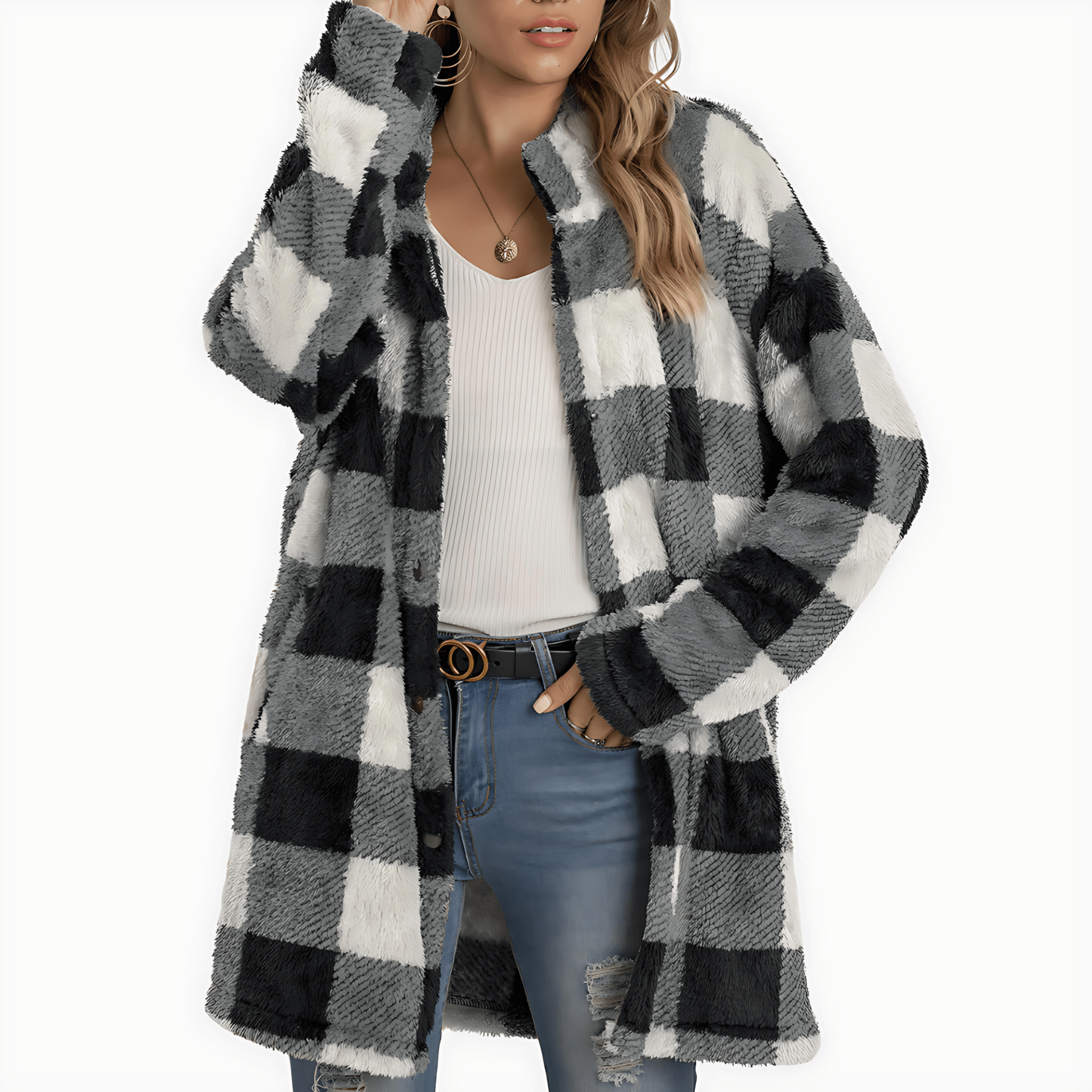 Studio Harvyn | Women - Elegant Check Coat - Winter Style