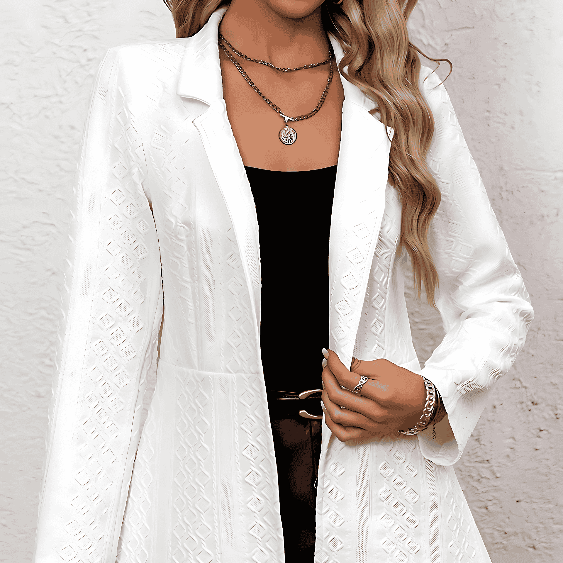 Studio Harvyn | Women - Elegant Knitted Blazer with Fine Pattern