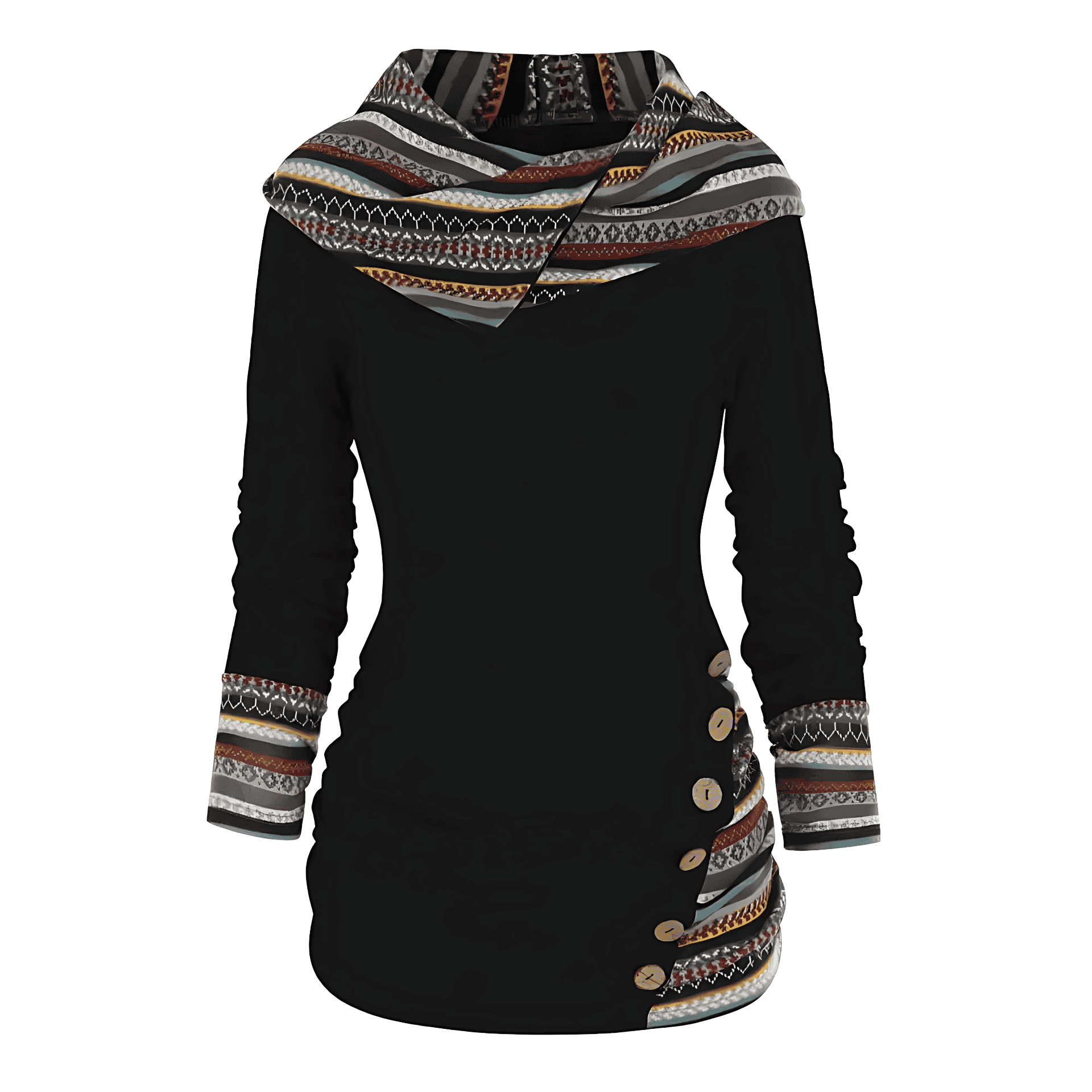 Studio Harvyn | Women - Ethno-Style Hooded Winter Sweatshirt