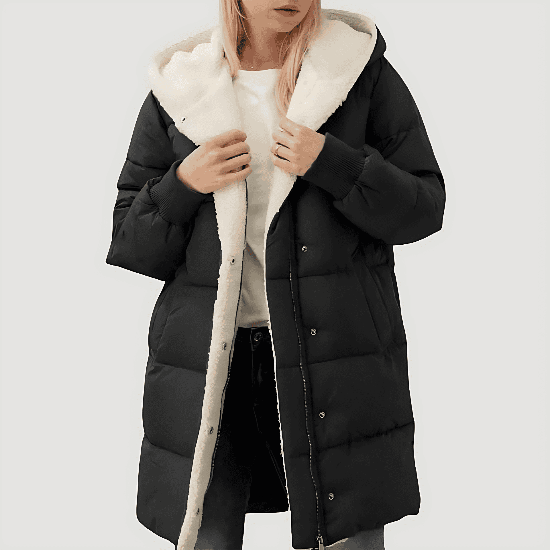 Studio Harvyn | Women - Faux Fur Lined Coat - Long Coat Style