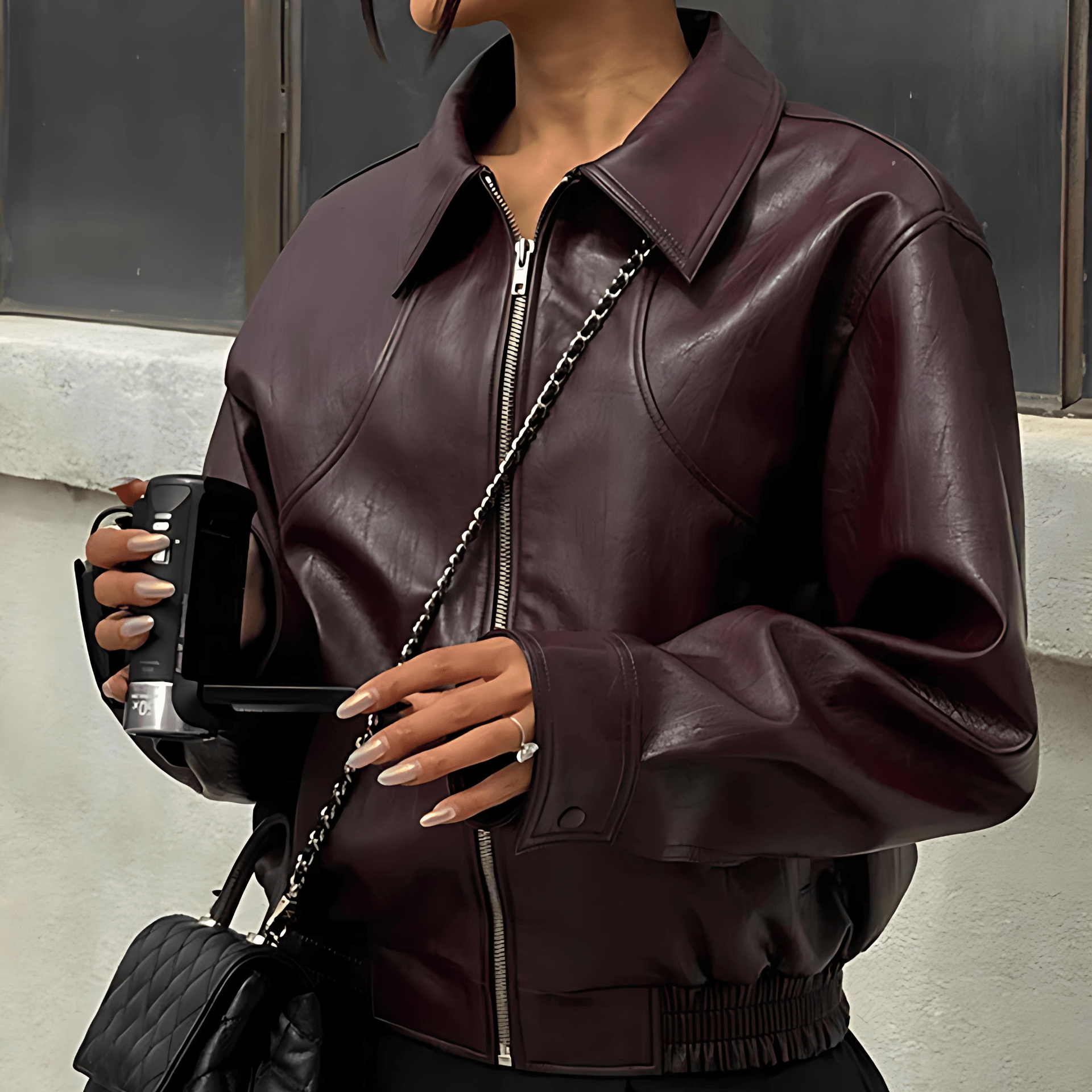 Studio Harvyn | Women - Faux Leather Jacket - Biker Style