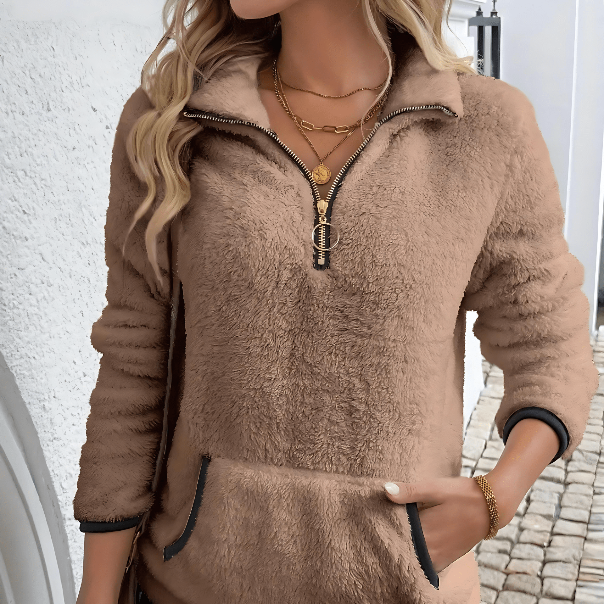 Studio Harvyn | Women - Fleece Pullover - Half-Zip Teddy Jumper