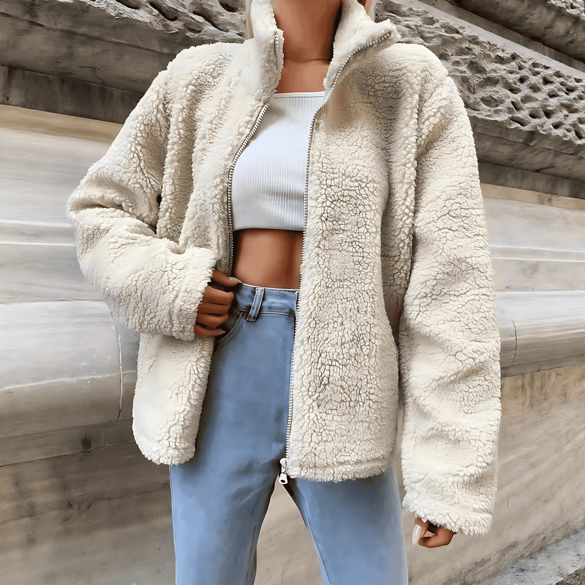 Studio Harvyn | Women - Fleece Zip-Up Jacket - Comfort Fit