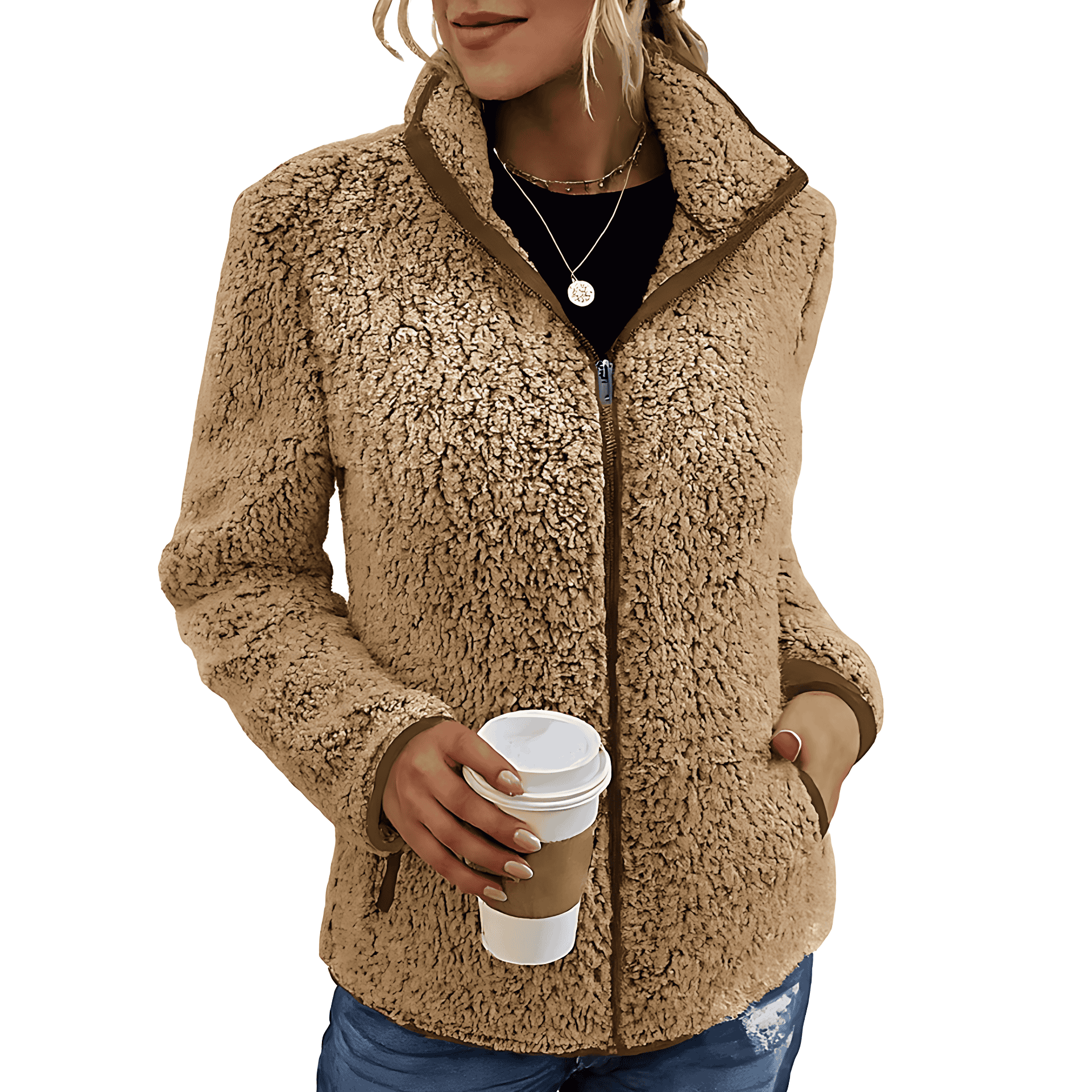Studio Harvyn | Women - Fluffy Fleece Jacket - High Collar