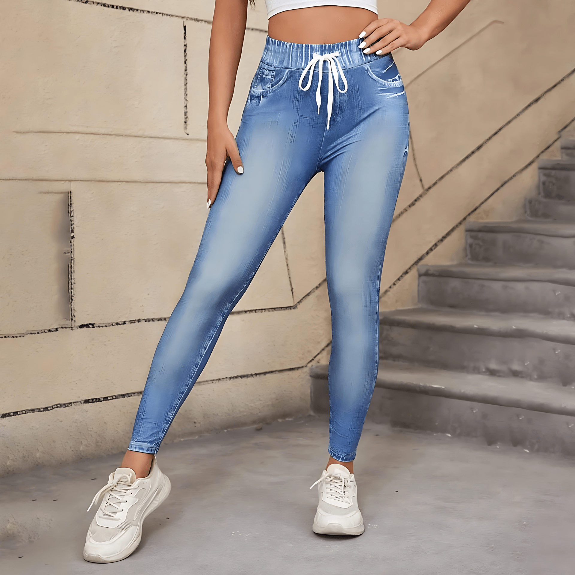 Studio Harvyn | Women - High-Waisted Jeggings - Comfortable Drawstring