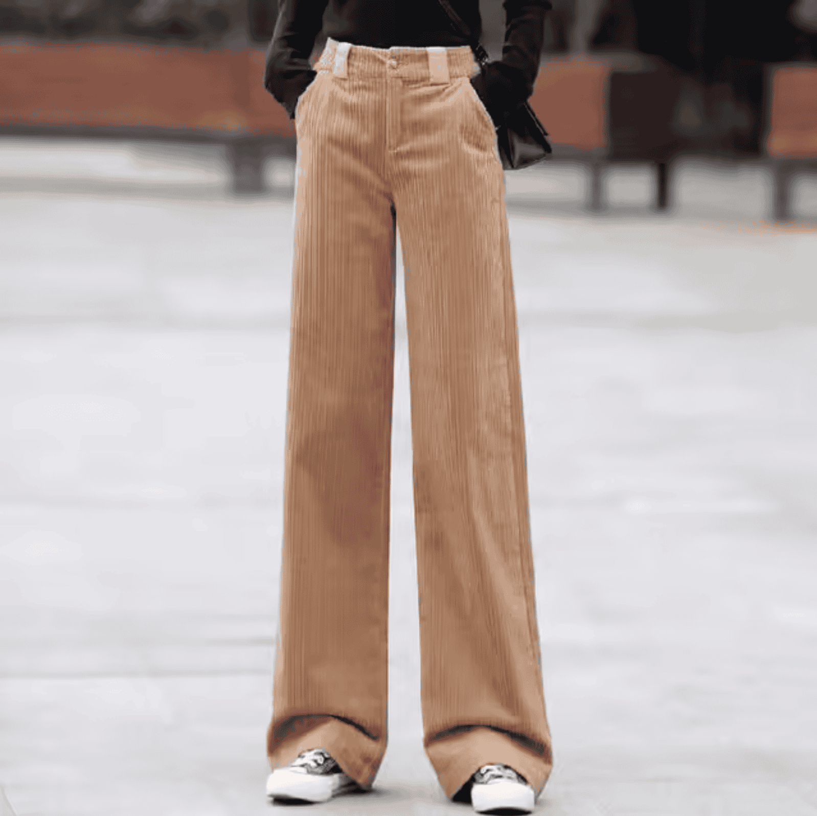 Studio Harvyn | Women - High Waisted Khaki Corduroy Trousers