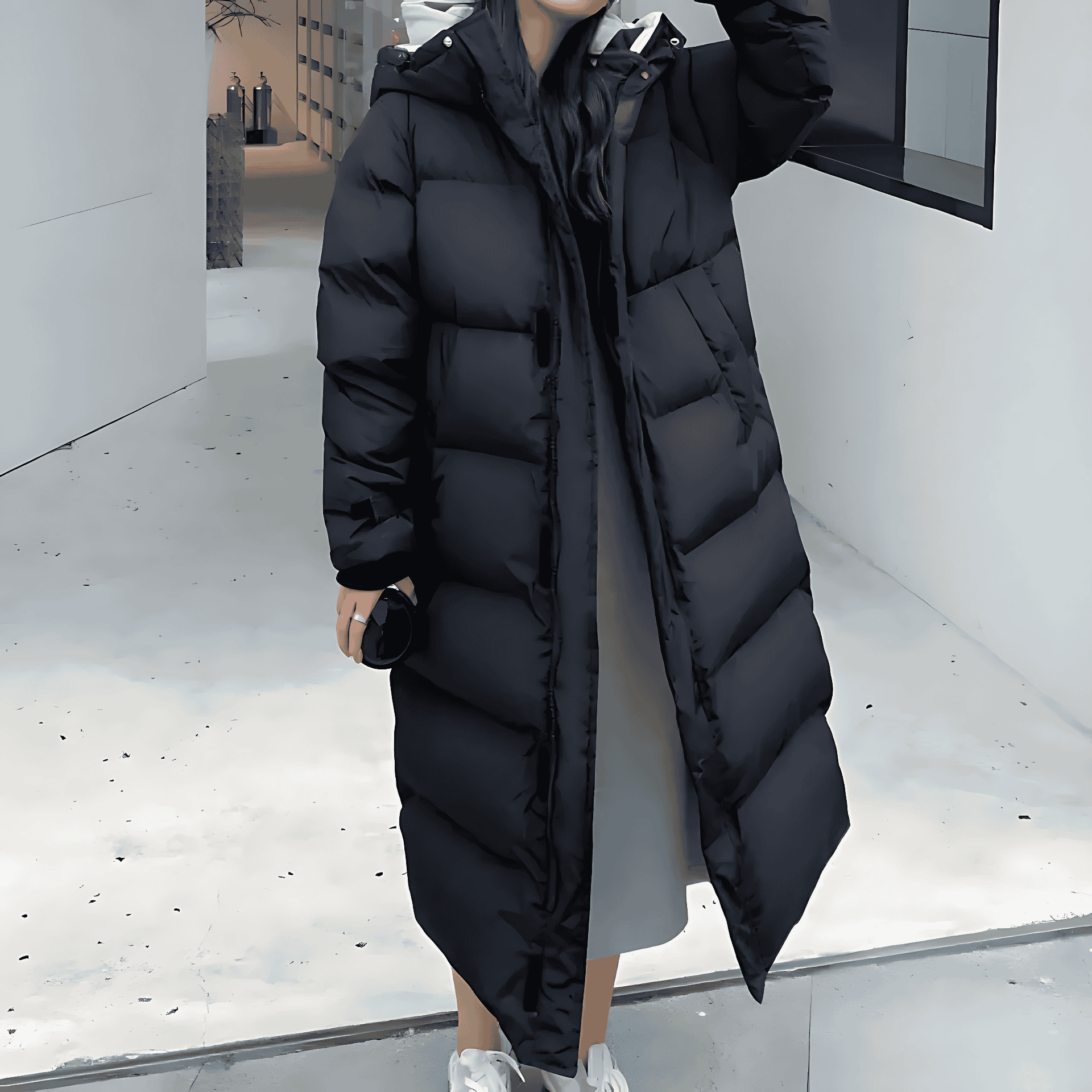 Studio Harvyn | Women - Hooded Long Padded Coat - Warm & Stylish