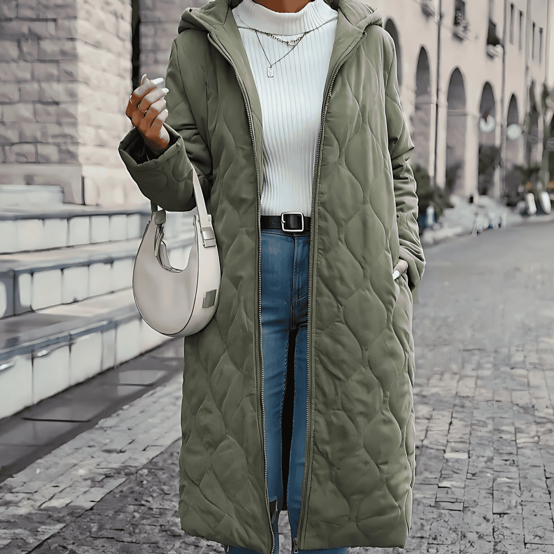 Studio Harvyn | Women - Hooded Quilted Coat - Soft Padded Comfort