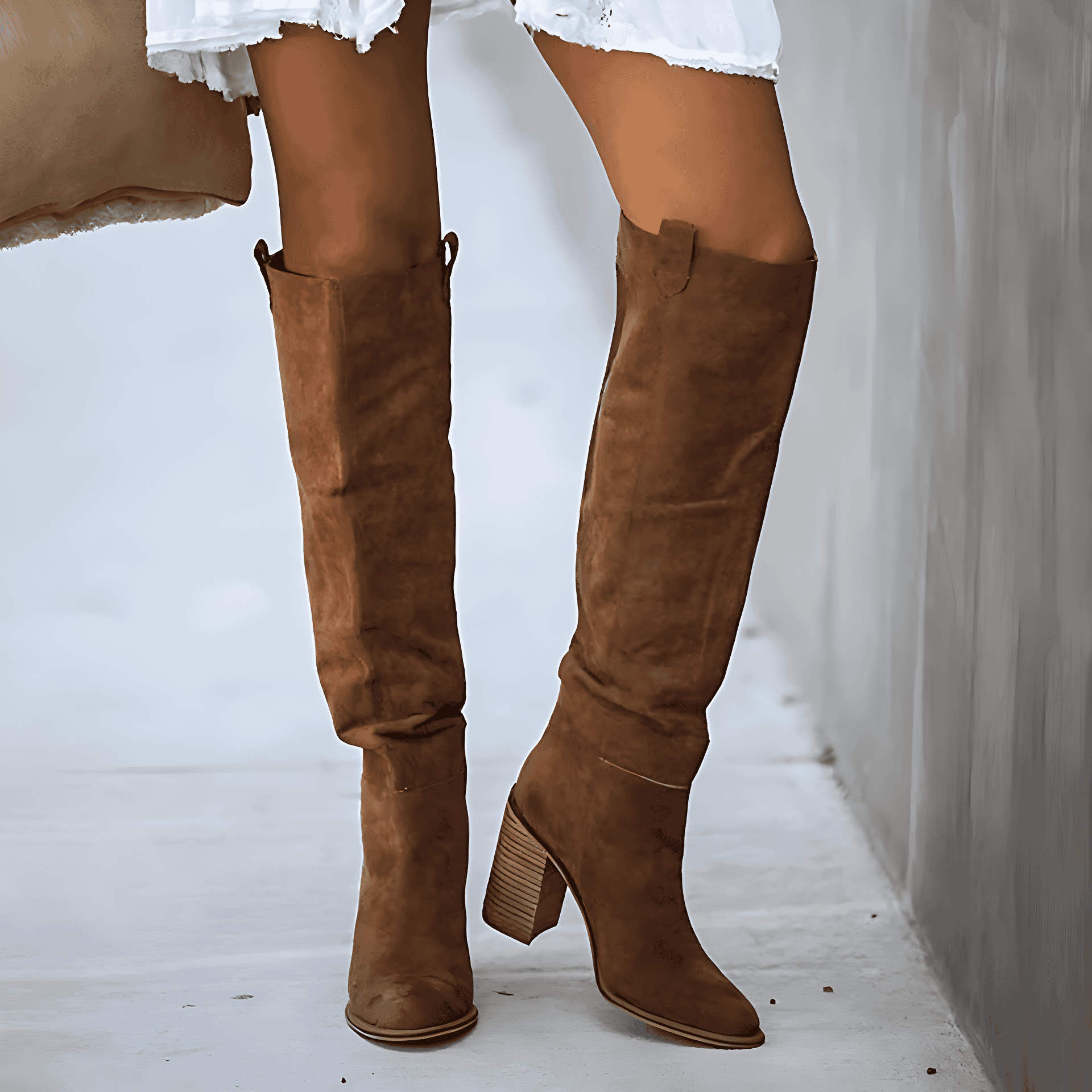 Studio Harvyn | Women - Knee-High Block Heel Boots - Pointed Toe