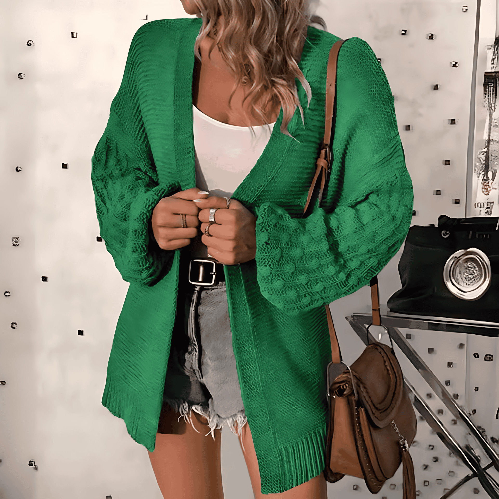 Studio Harvyn | Women - Knitted Cardigan - Voluminous Sleeves