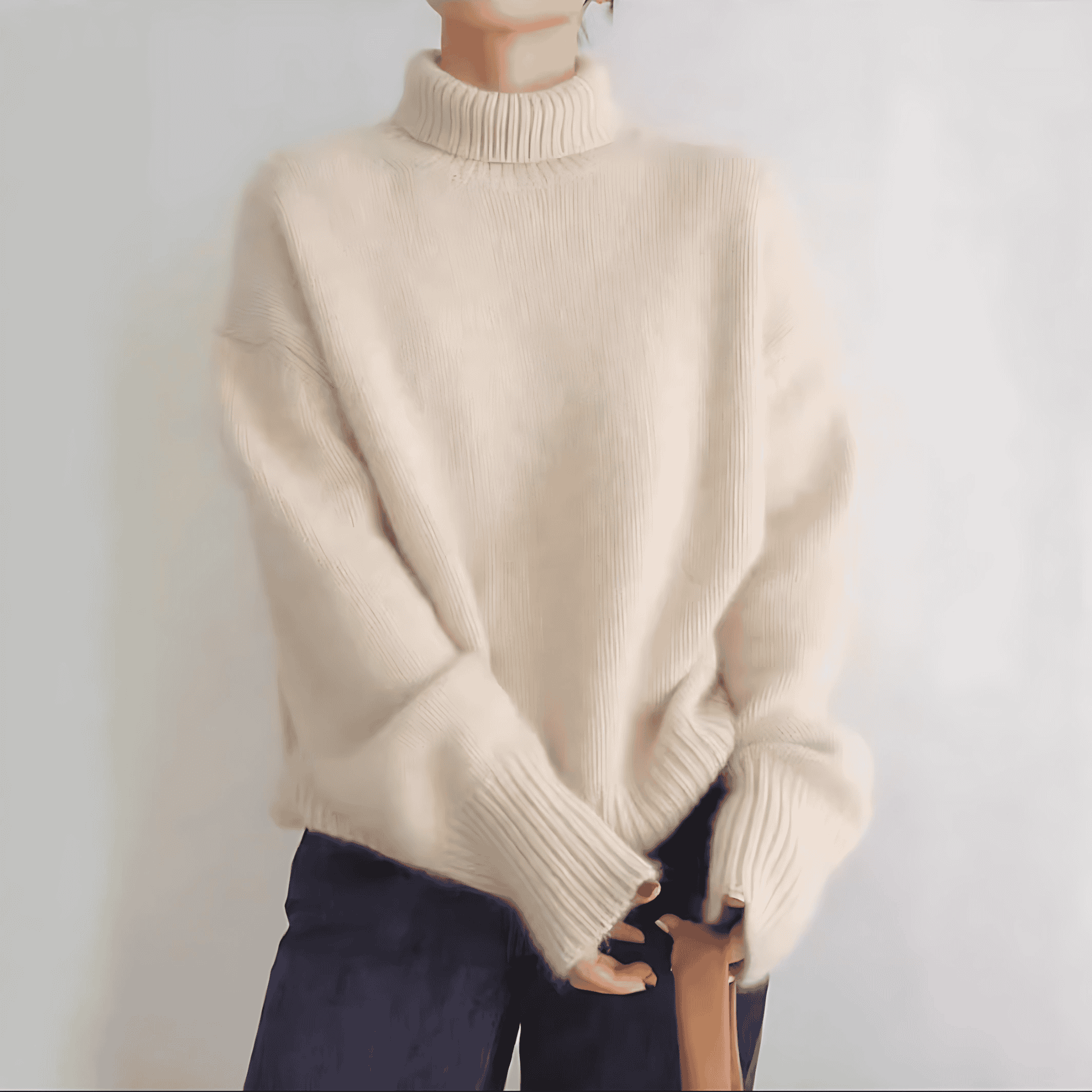 Studio Harvyn | Women - Knitted High Collar Jumper - Cosy Loose Fit