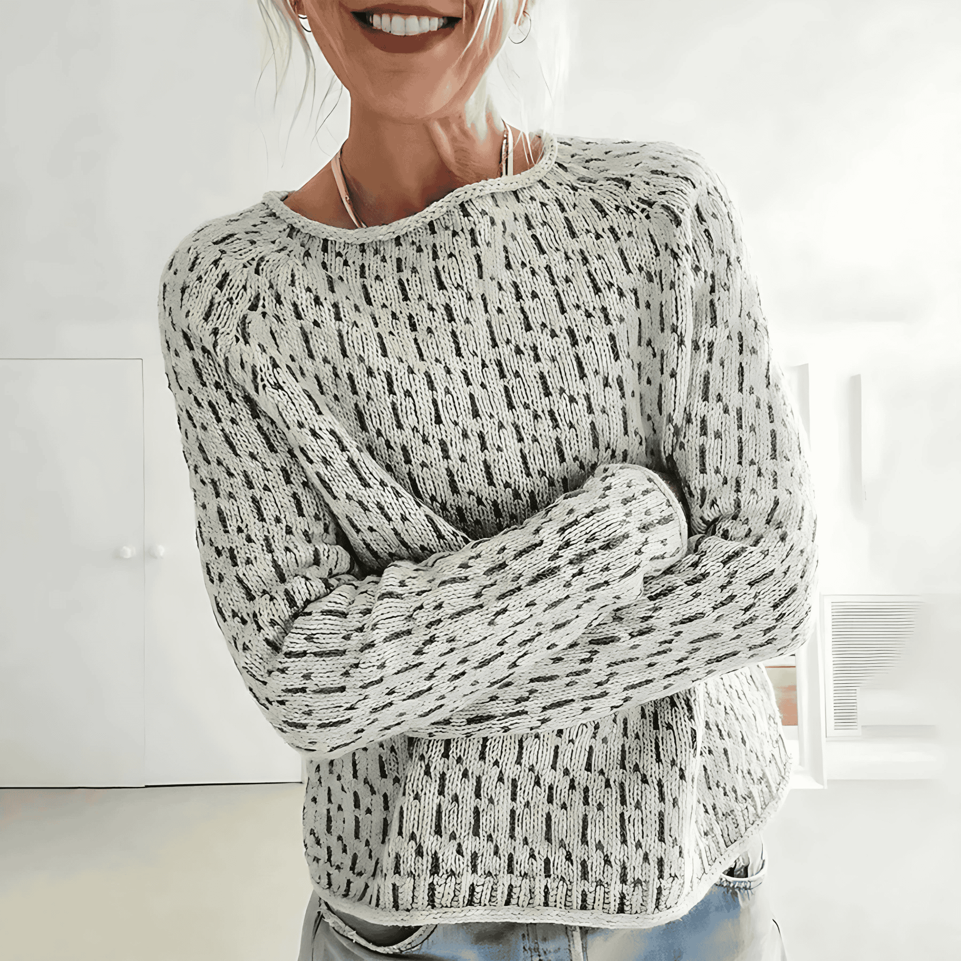 Studio Harvyn | Women - Knitted Jumper - Elegant Grey Long Sleeve