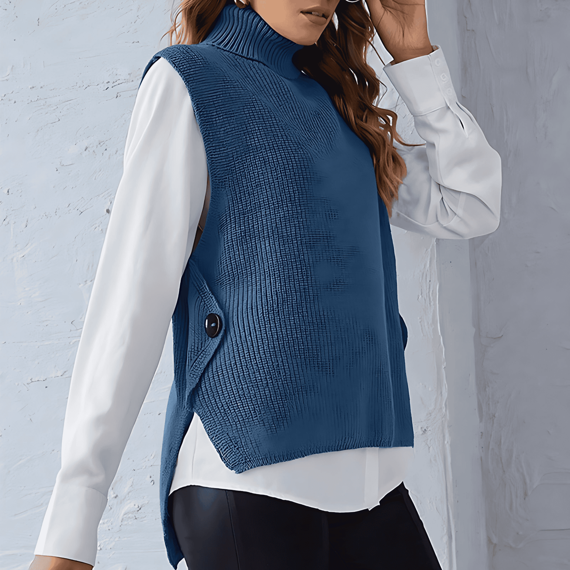 Studio Harvyn | Women - Knitted Vest - Stand Collar Style