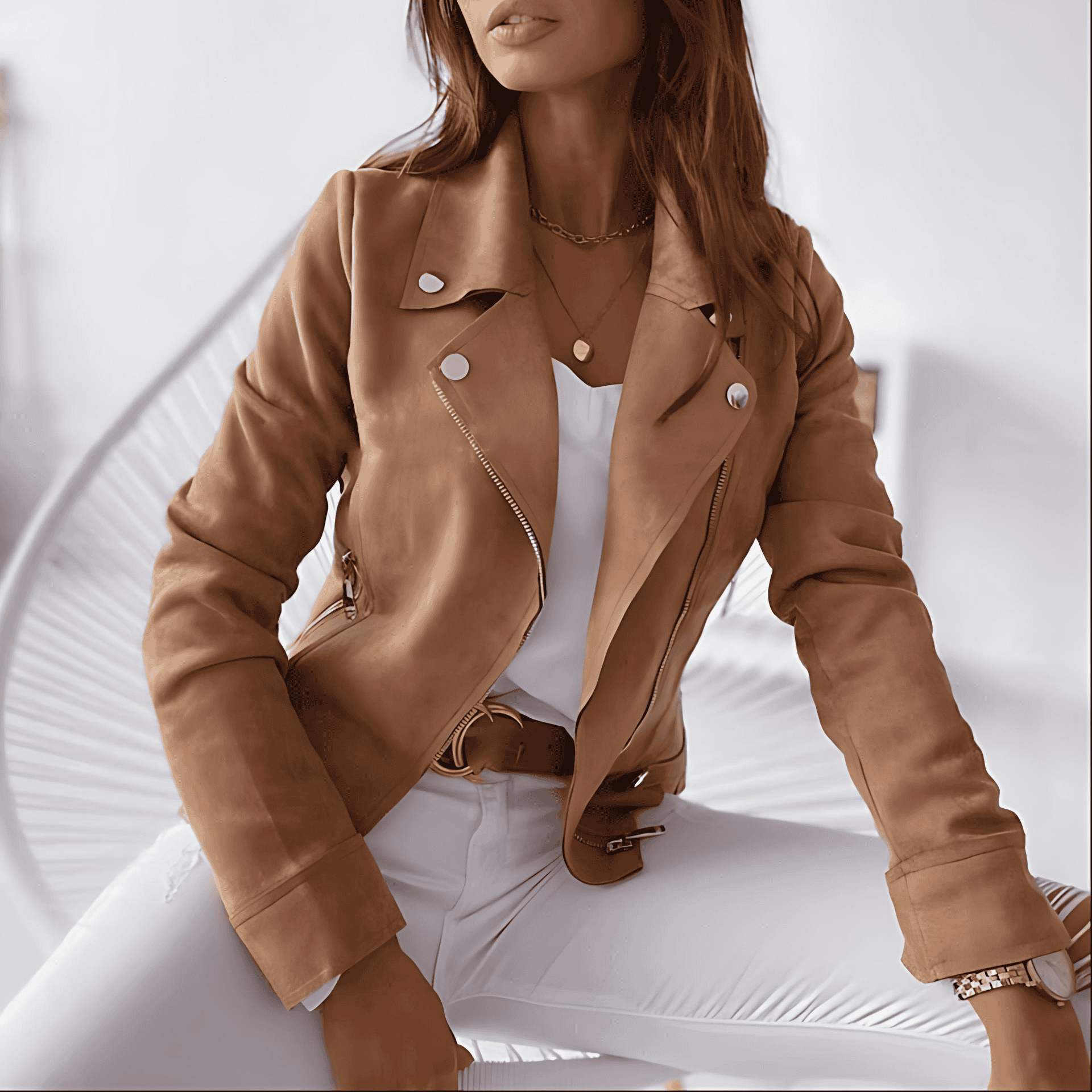 Studio Harvyn | Women - Leather Jacket - Zip-Up with Buttons