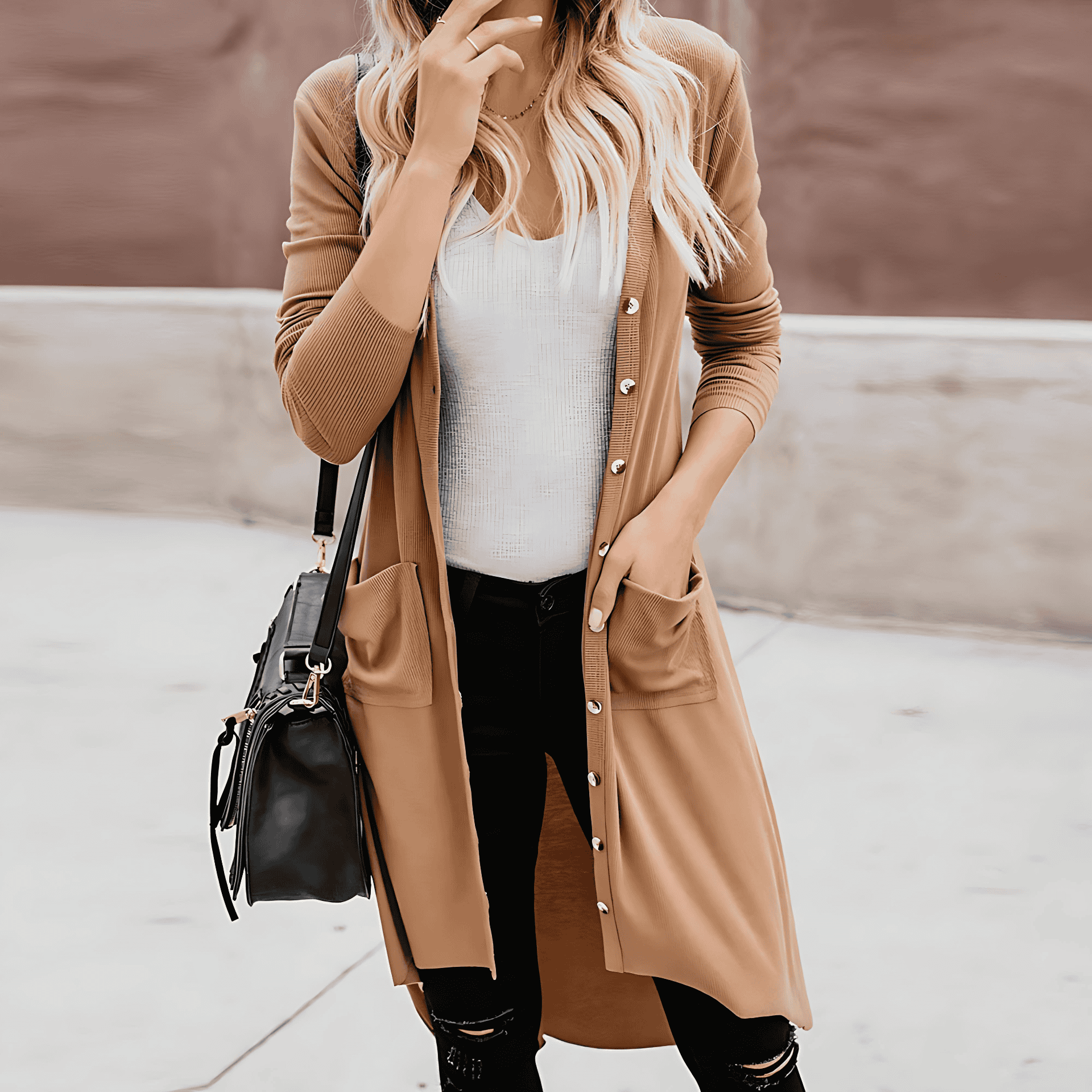 Studio Harvyn | Women - Long Button Cardigan with Pockets