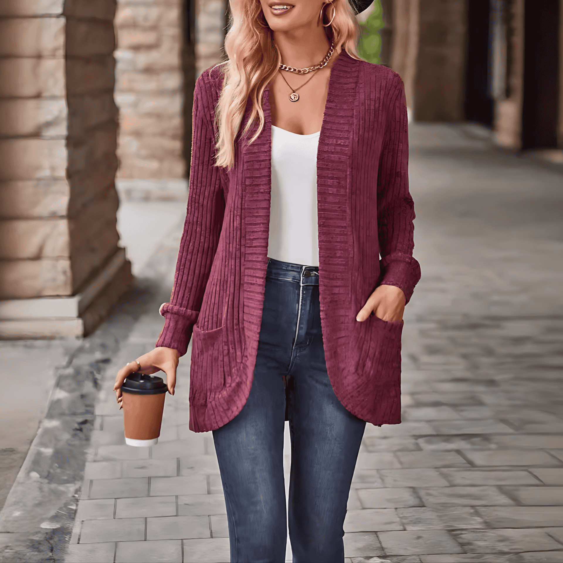 Studio Harvyn | Women - Long Sleeve Luxurious Cardigan - Soft Knit