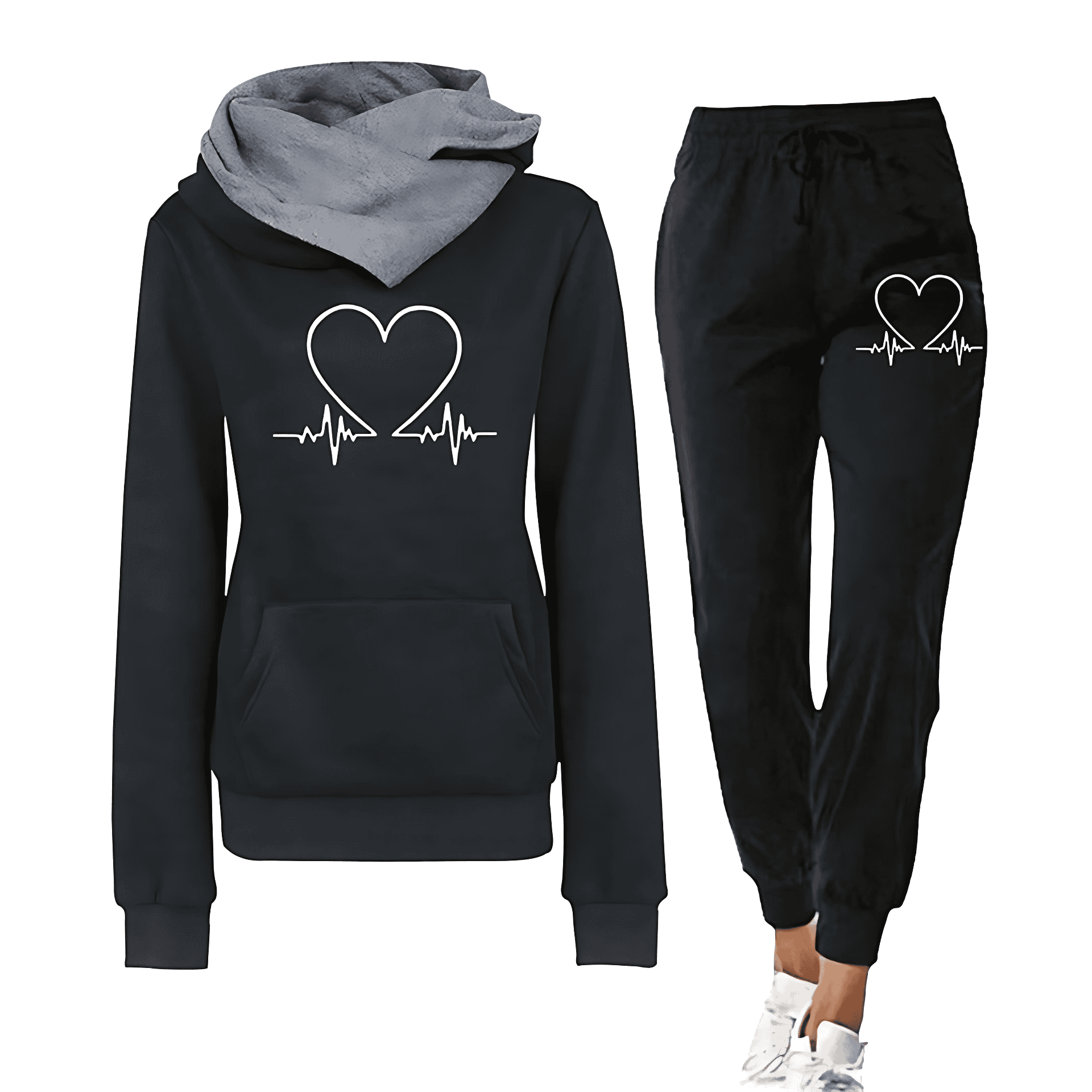Studio Harvyn | Women - Loungewear Set - Heartbeat Print Hoodie & Joggers