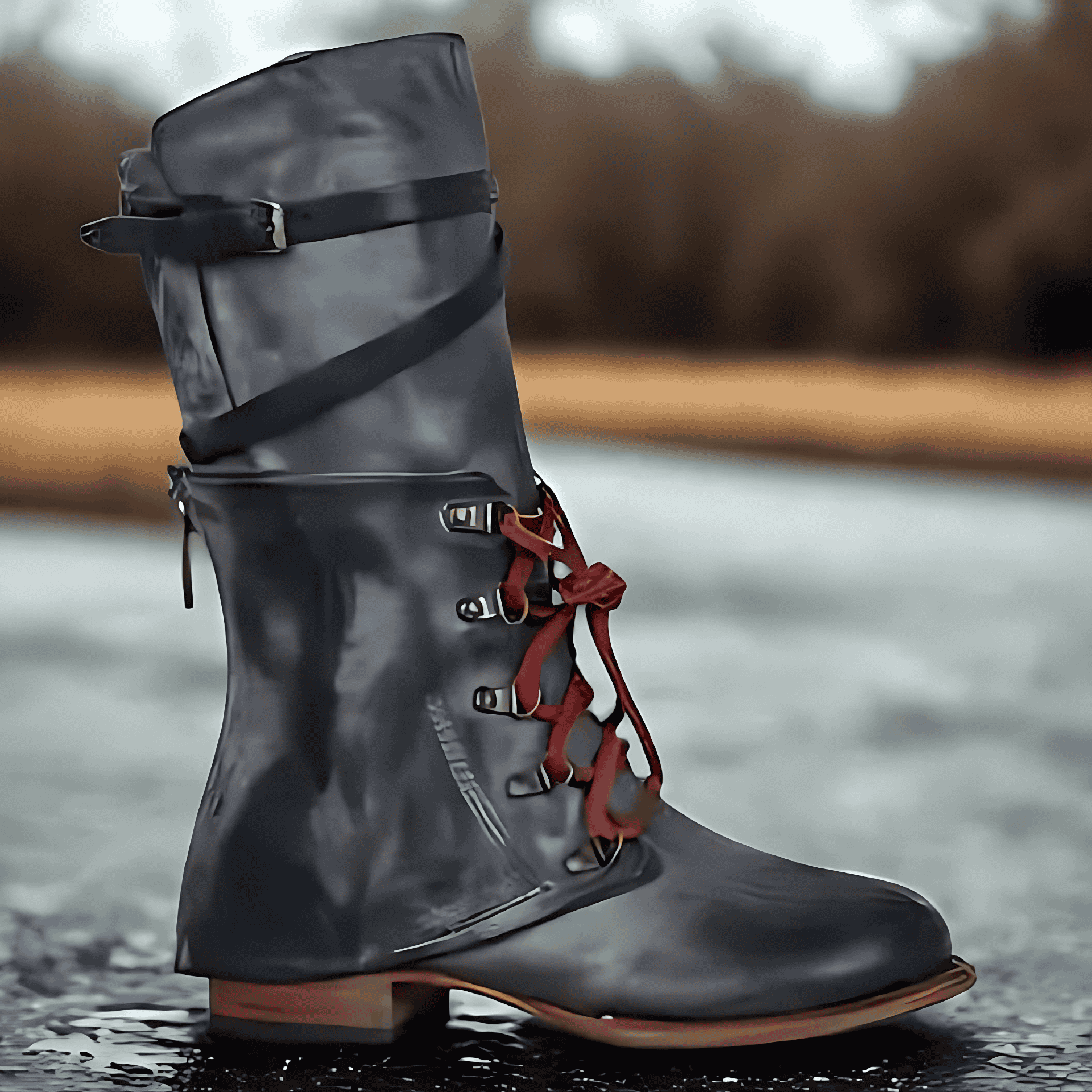 Studio Harvyn | Women - Mid-Calf Lace-Up Boots - Buckle Strap