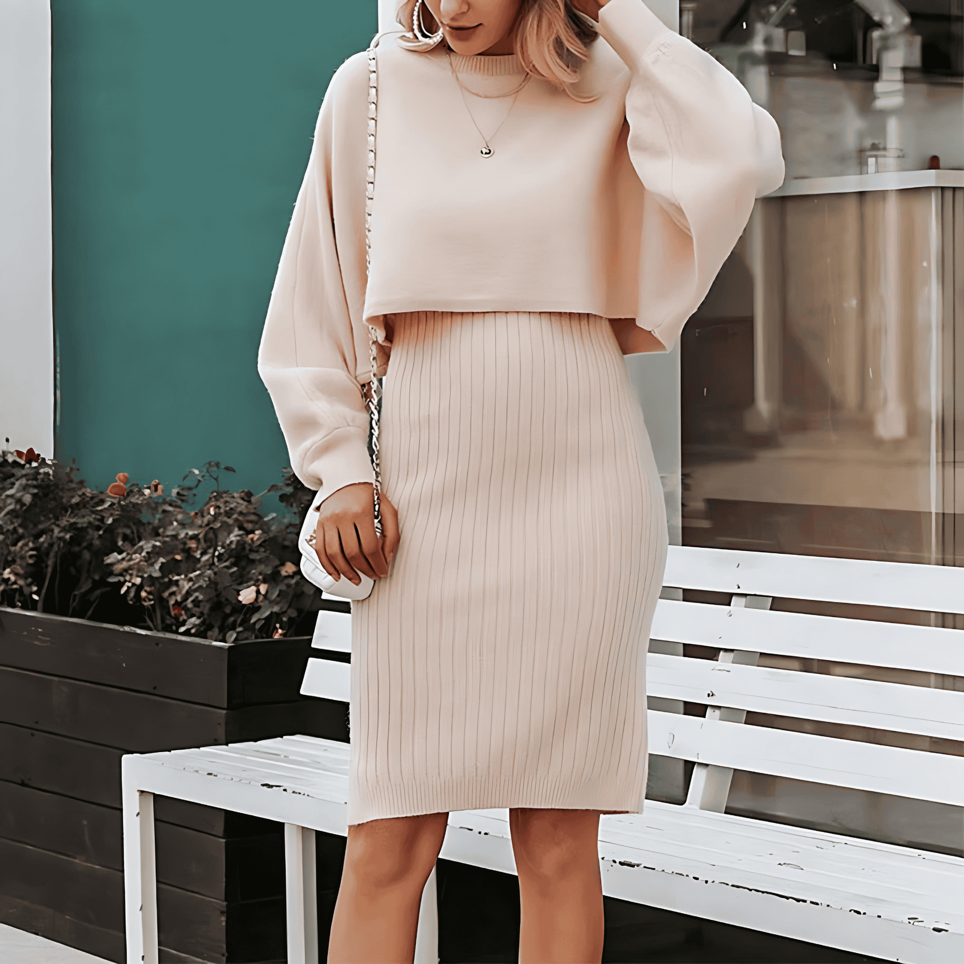 Studio Harvyn | Women - Midi Dress & Cropped Jumper Top - Knitted Set