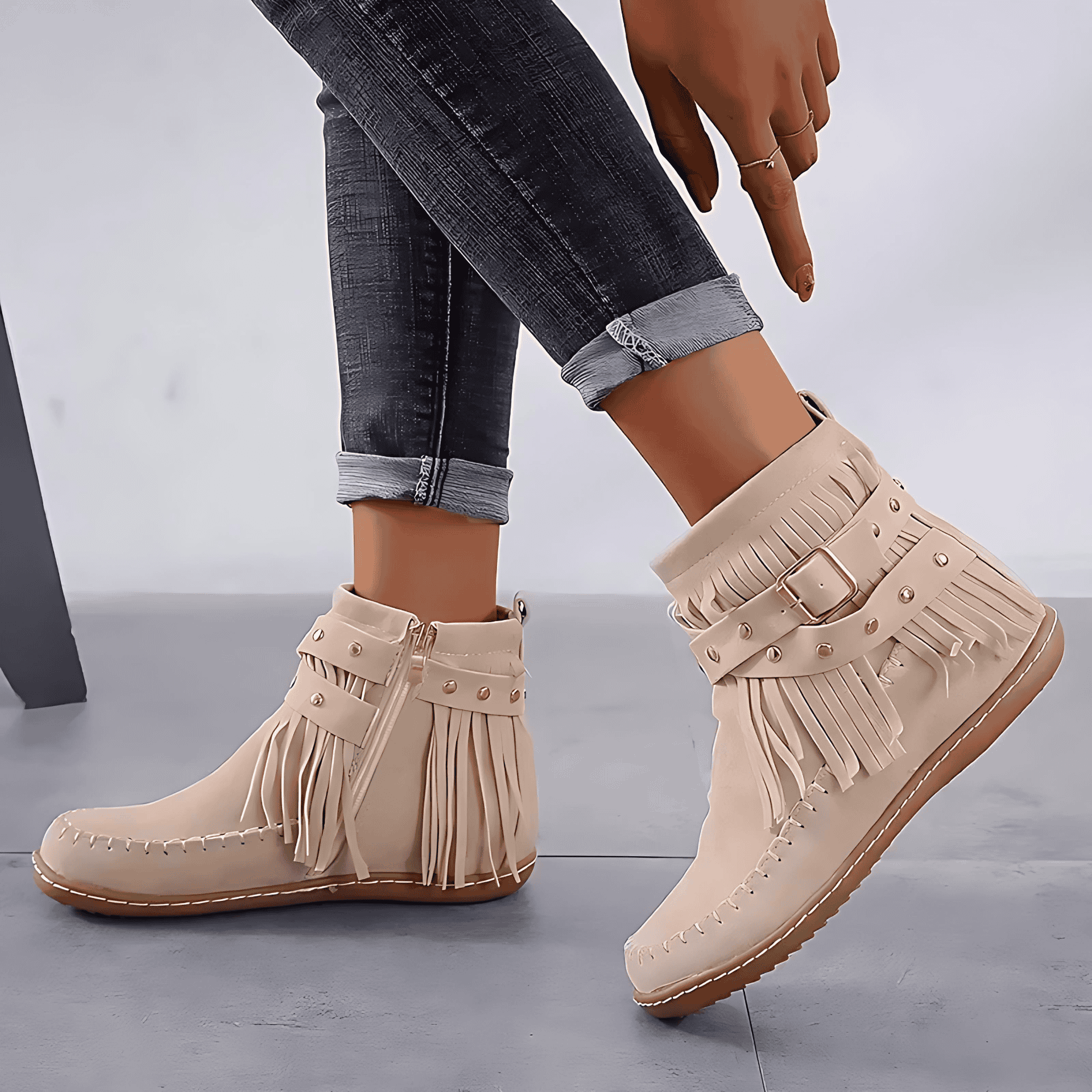 Studio Harvyn | Women - Moccasin Ankle Boots - Soft Suede