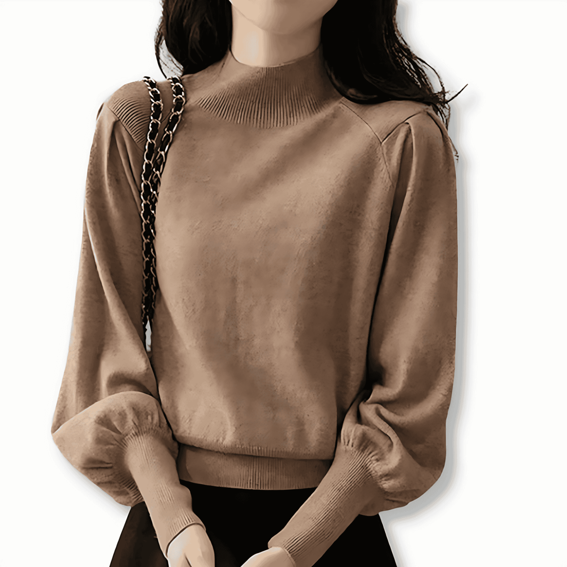 Studio Harvyn | Women - Mock Neck Balloon Sleeve Jumper - Wool Blend