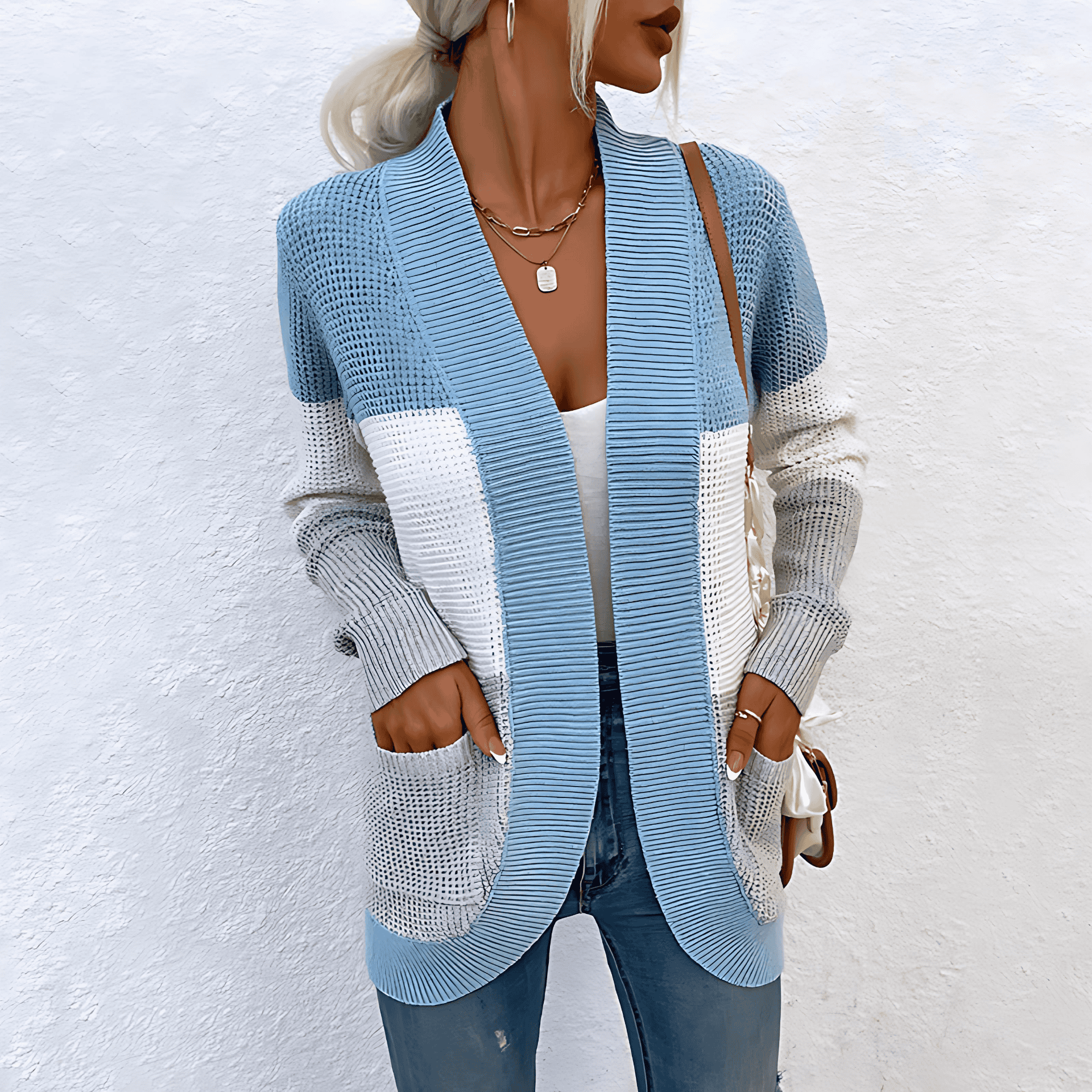 Studio Harvyn | Women  - Open Front Knit Cardigan with Pockets