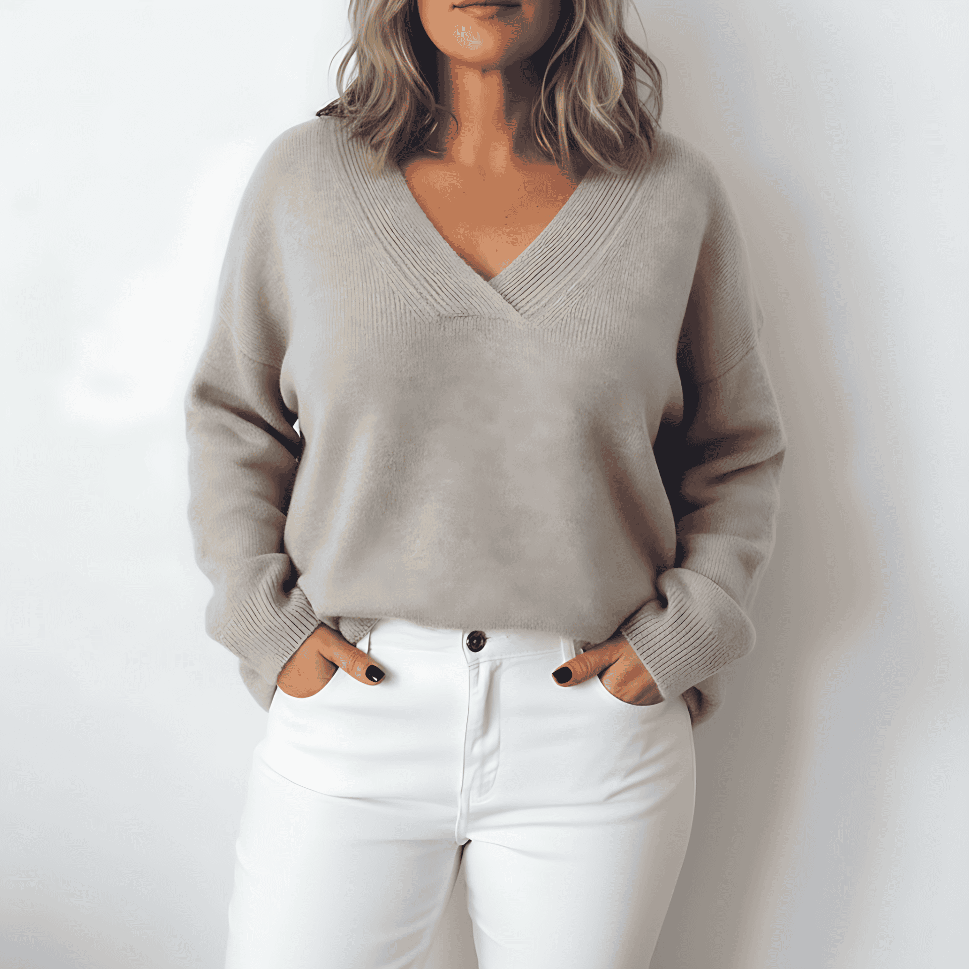 Studio Harvyn | Women - Oversized Knit V-Neck Jumper