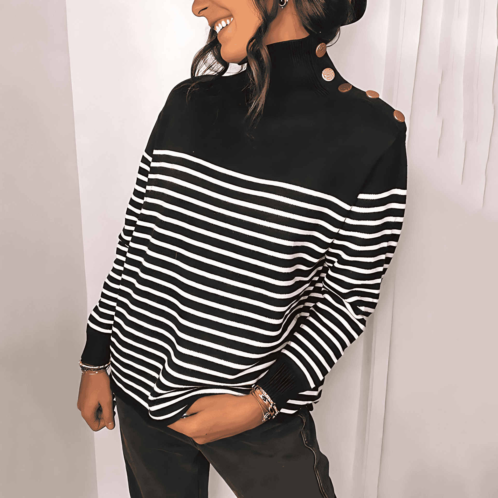 Studio Harvyn | Women - Oversized Knitted Jumper - Stand-Up Collar