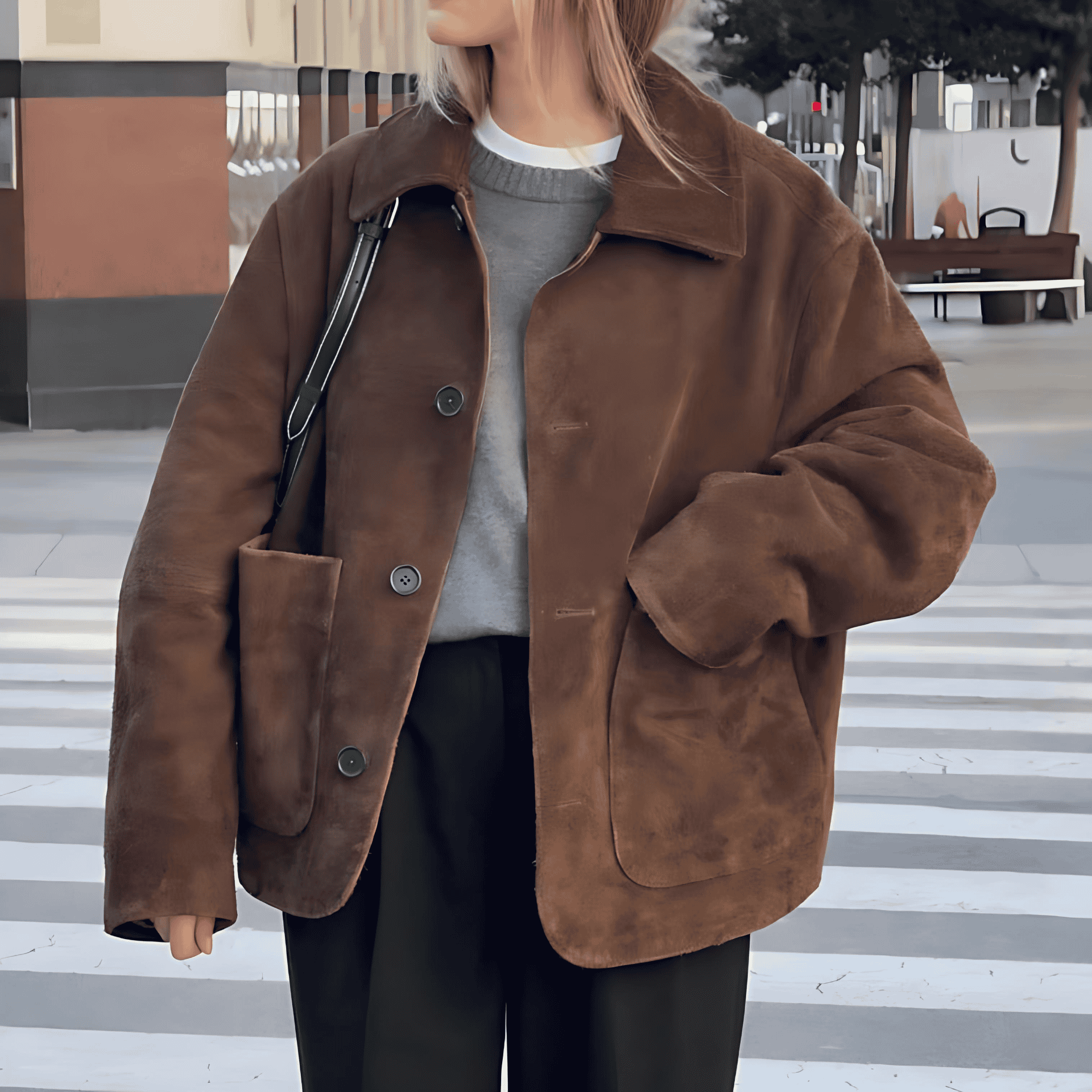 Studio Harvyn | Women - Oversized Teddy Jacket - Button Closure