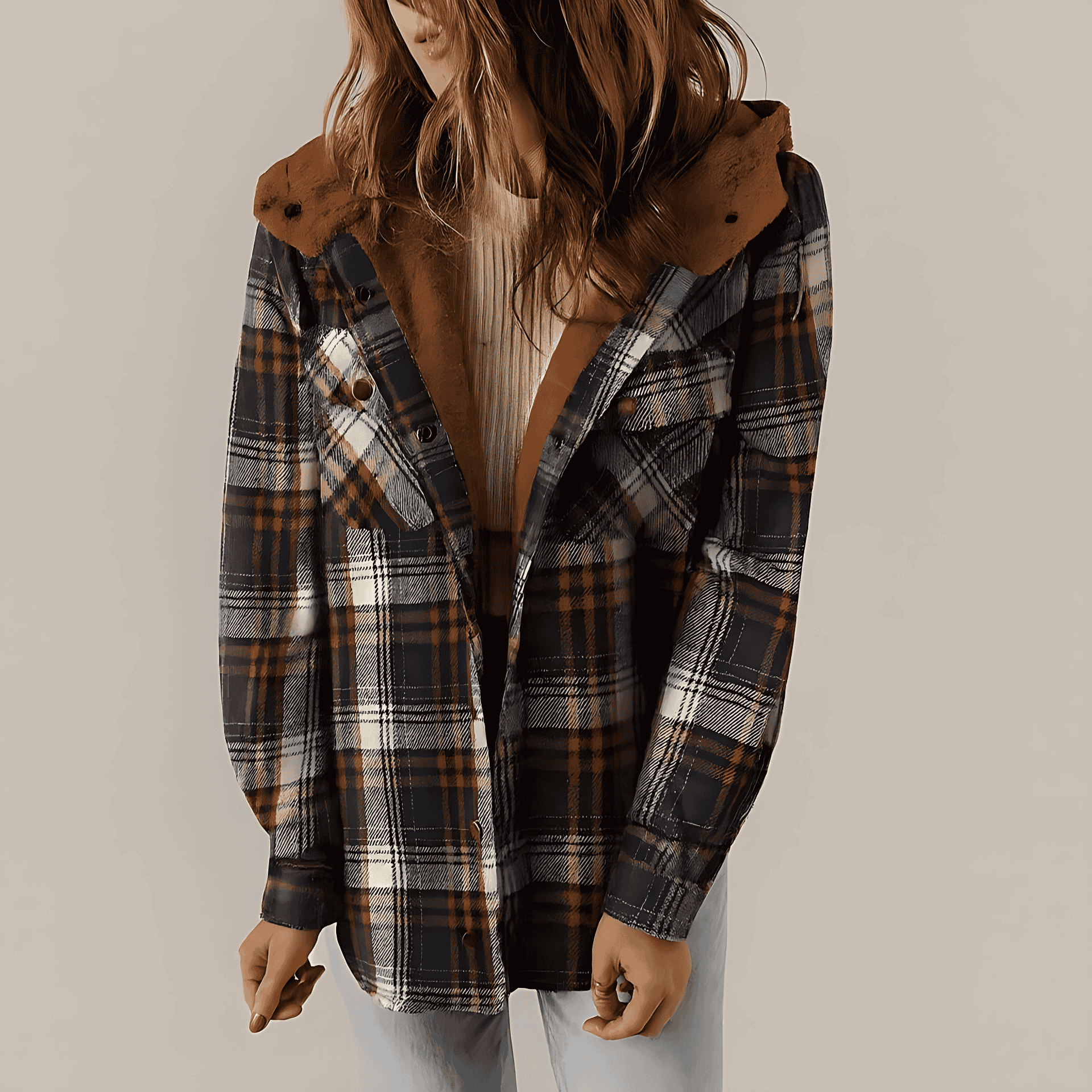 Studio Harvyn | Women - Plaid Winter Jacket - Hooded Lining