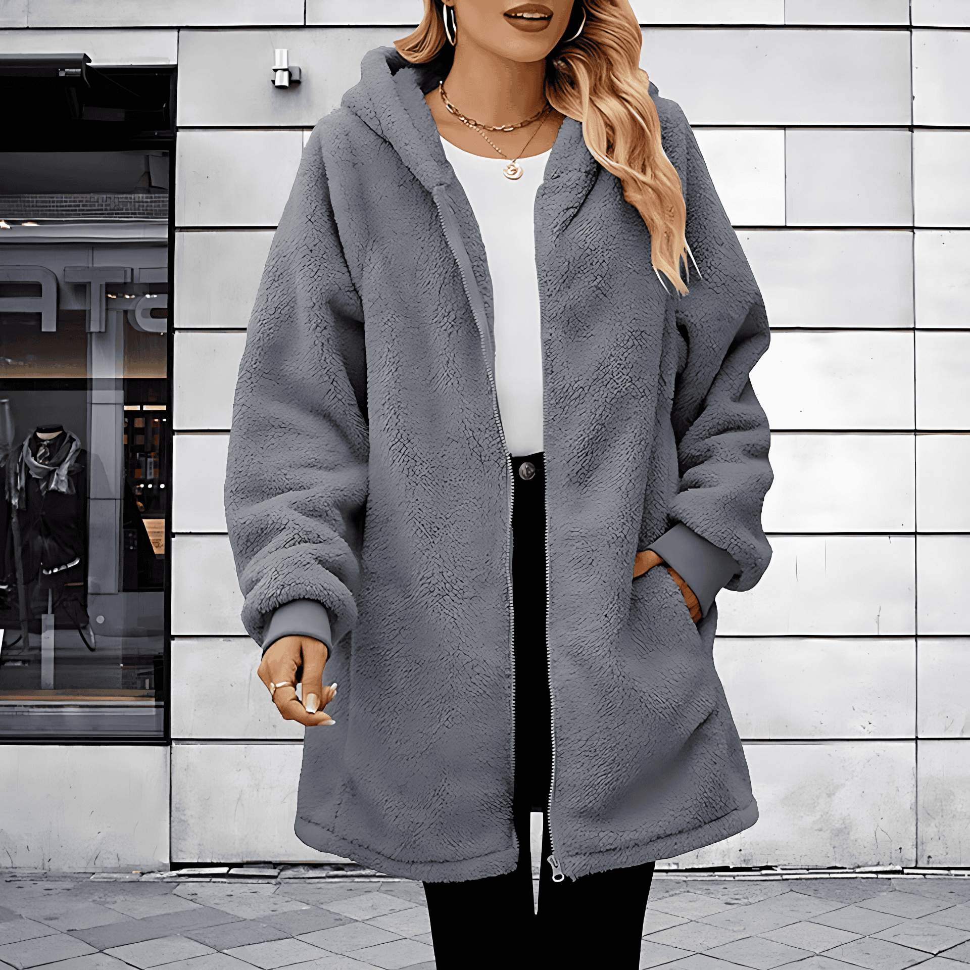 Studio Harvyn | Women - Plush Hooded Jacket - Oversized Fit