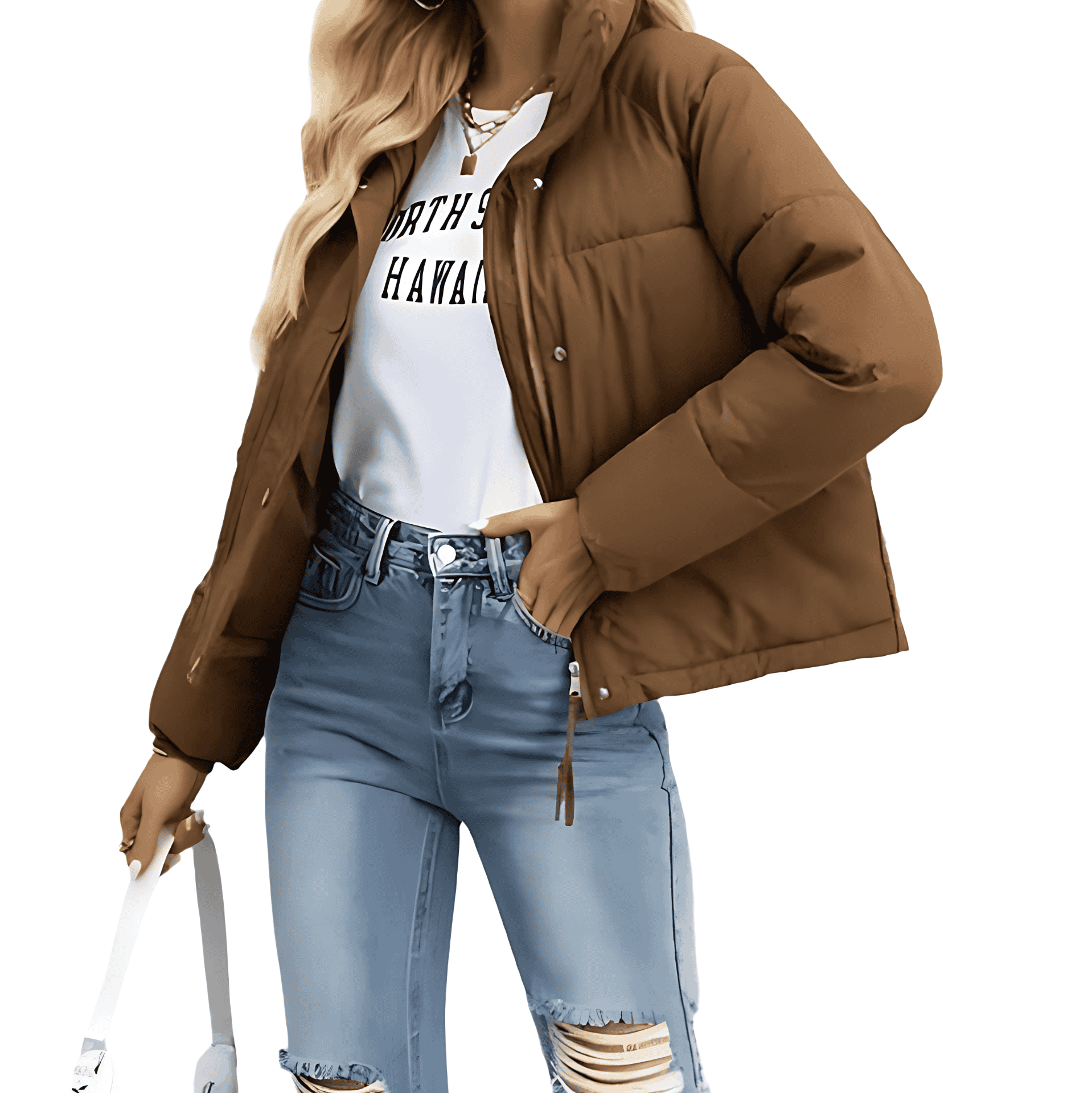 Studio Harvyn | Women - Puffer Jacket - Warm Zip High Collar