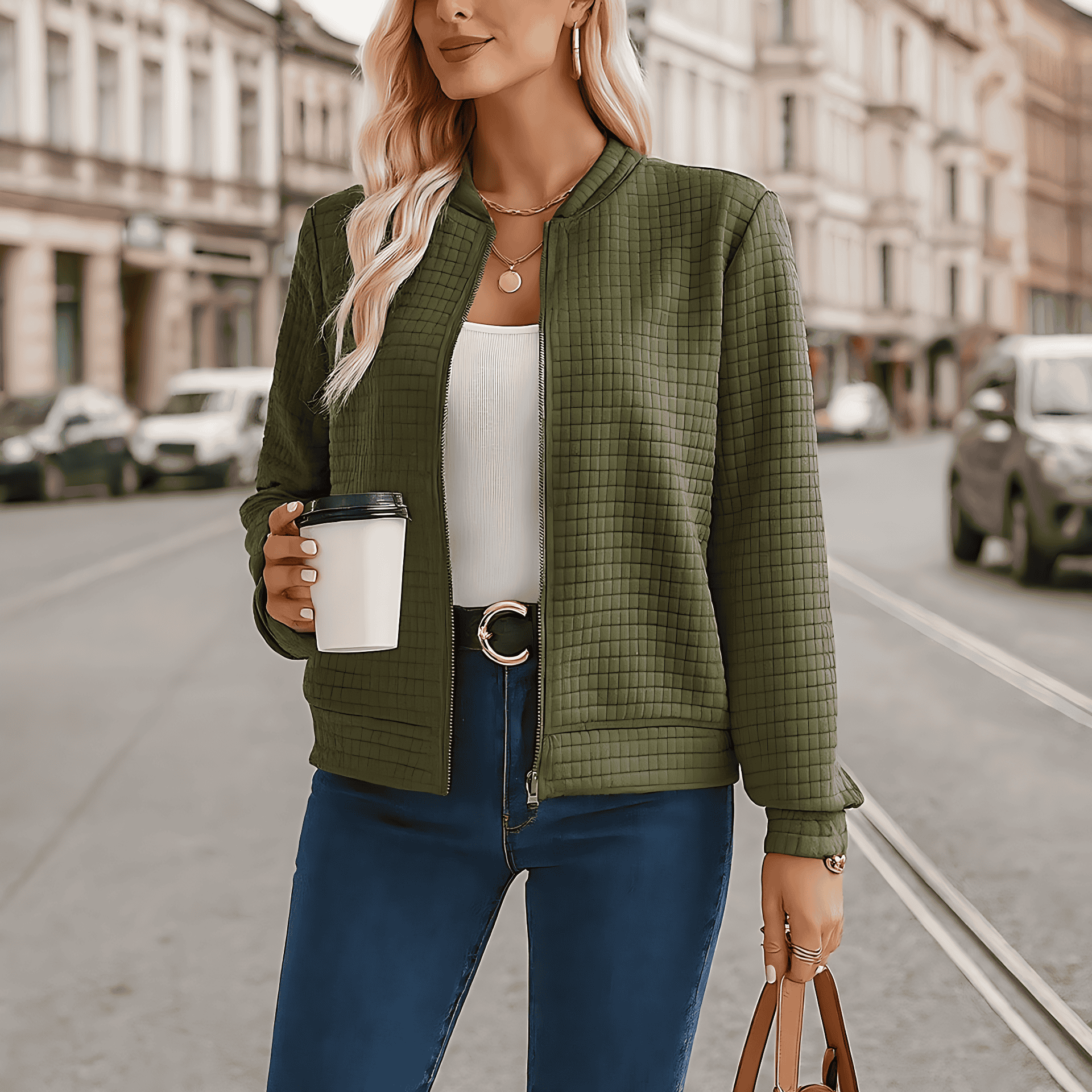 Studio Harvyn | Women - Quilted Jacket - Relaxed Fit - Zipper Front