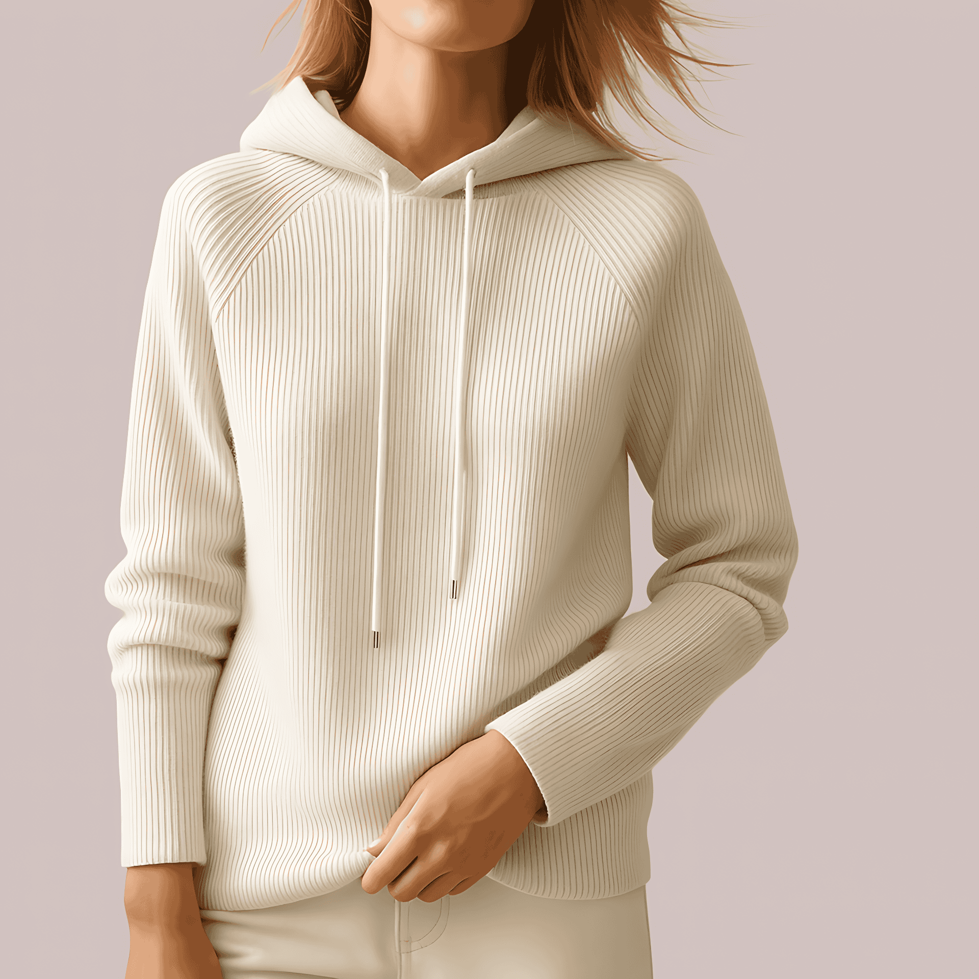Studio Harvyn | Women - Relaxed Fit Hoodie - Ribbed Knit