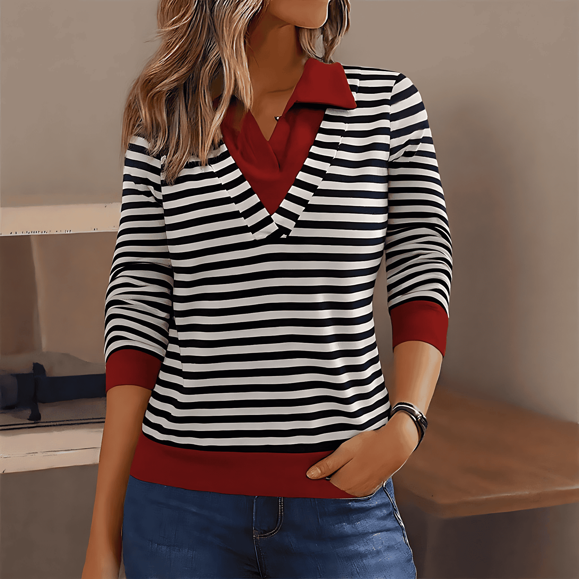 Studio Harvyn | Women - Striped Cotton Sweatshirt - Relaxed Fit